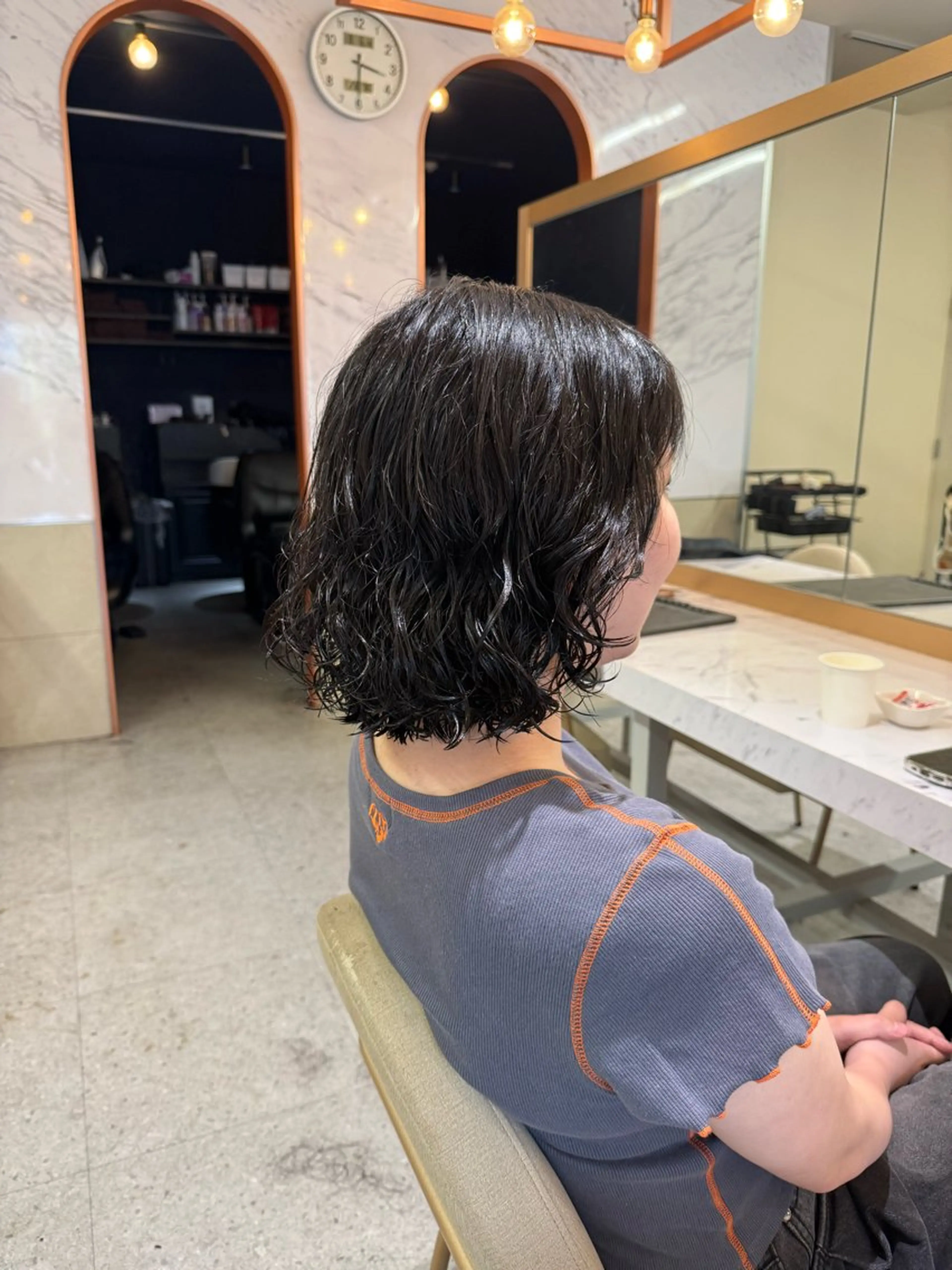 ミディアム ミディアムパーマ ボブ レイヤーカット カット 🔥ユウト🔥メンズ 特化/赤み消しカラーのヘアスタイル