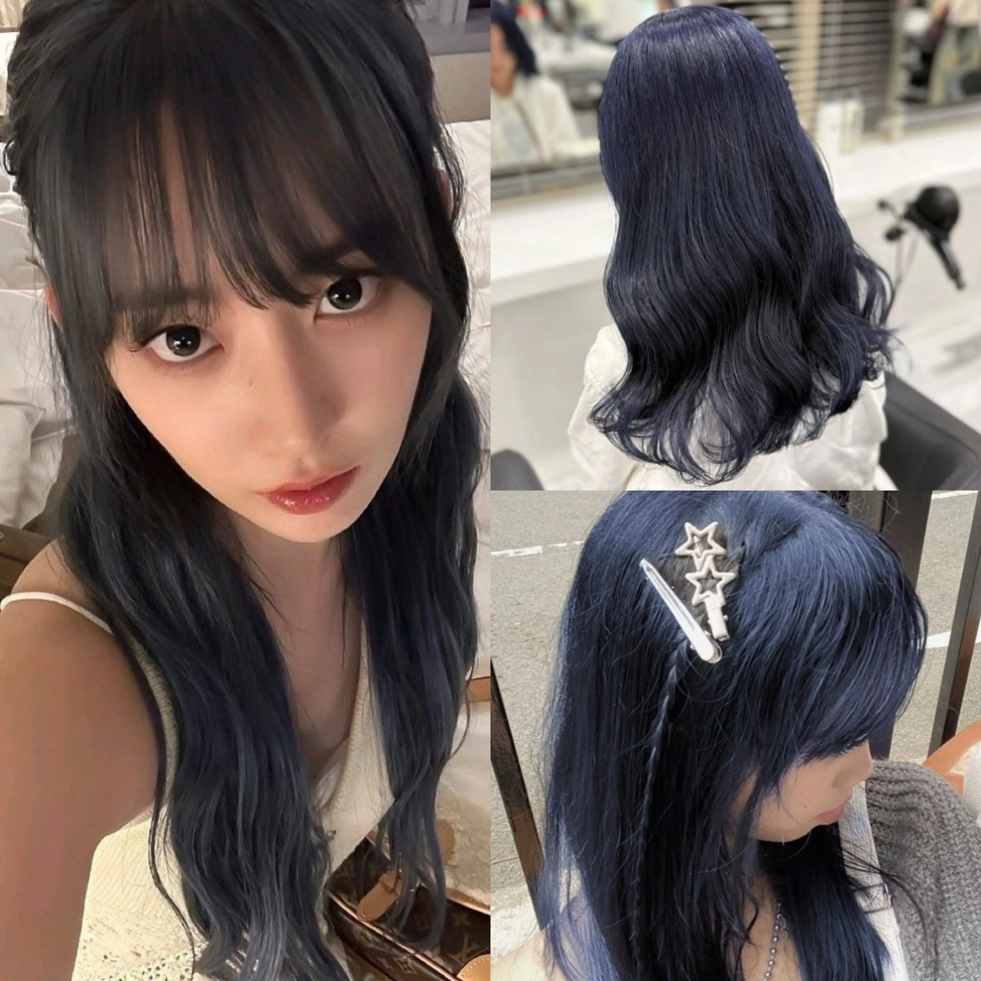 ロング カラー ブルーカラー ブリーチなし🌼トレ ンド🌼似合わせのヘアスタイル