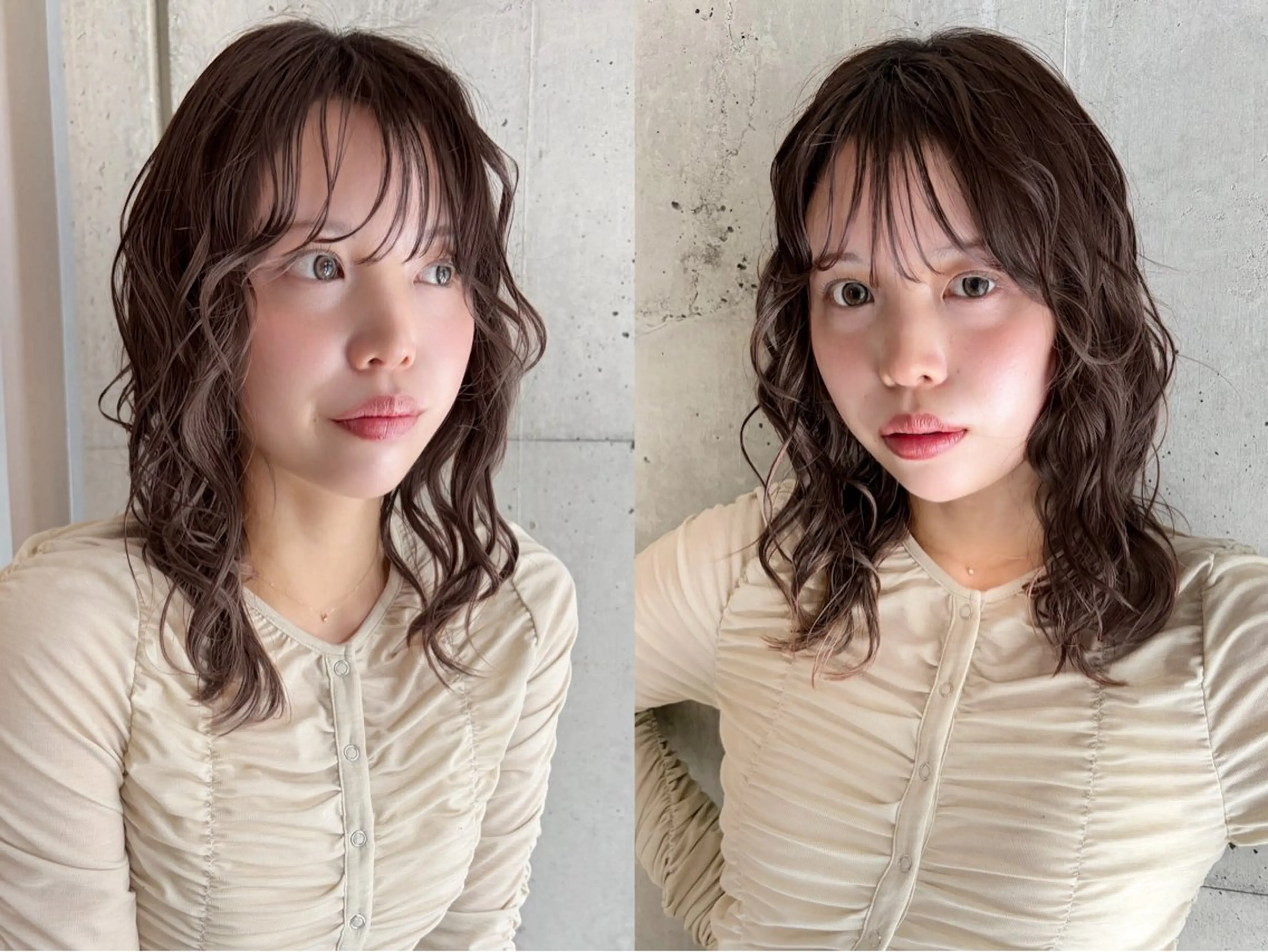 パーマ 横浜 ミディアムパーマのヘアスタイル
