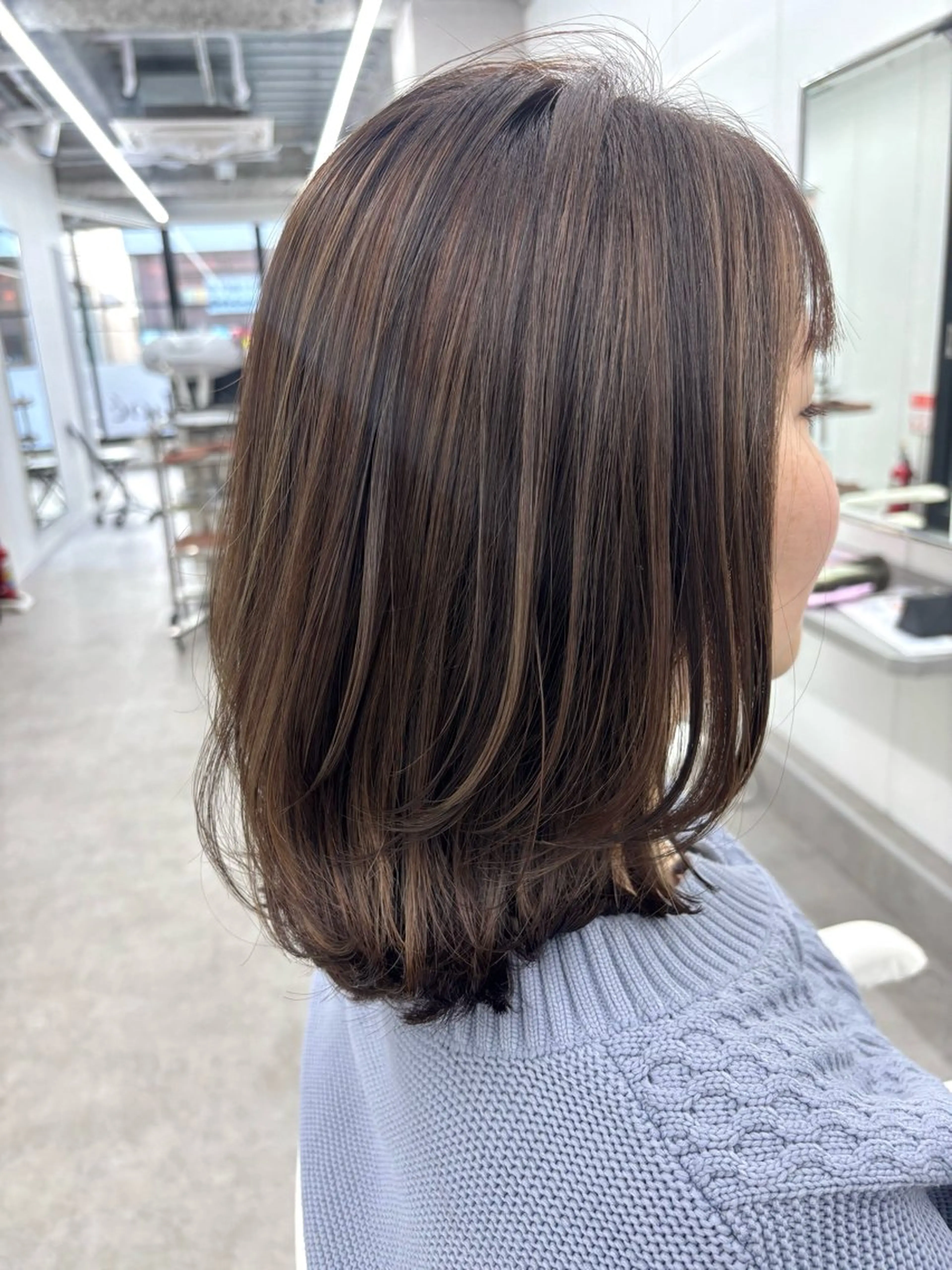 セミロング ハイライト カット ヘアカラー 関山浩平ショート /ボブ/ヘアセットのヘアスタイル