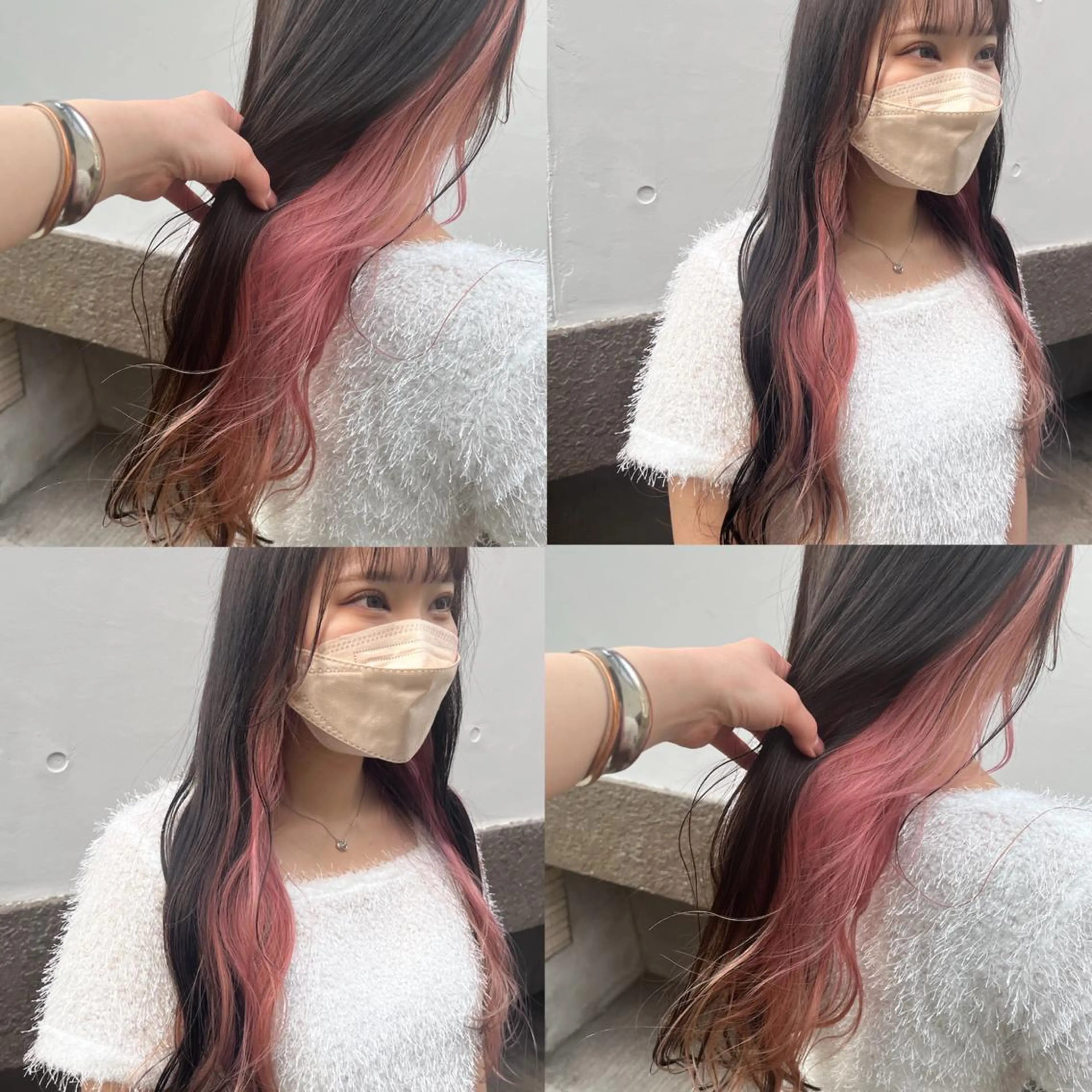 ロング カラー ベージュカラー グレージュ ハイトーンカラー インナーカラー ピンクカラー ヘアカラー トリートメント ヘッドスパ ヘアセット カジュアルを女っぽく 𝗮𝘆𝗮𝗰𝗼のヘアスタイル