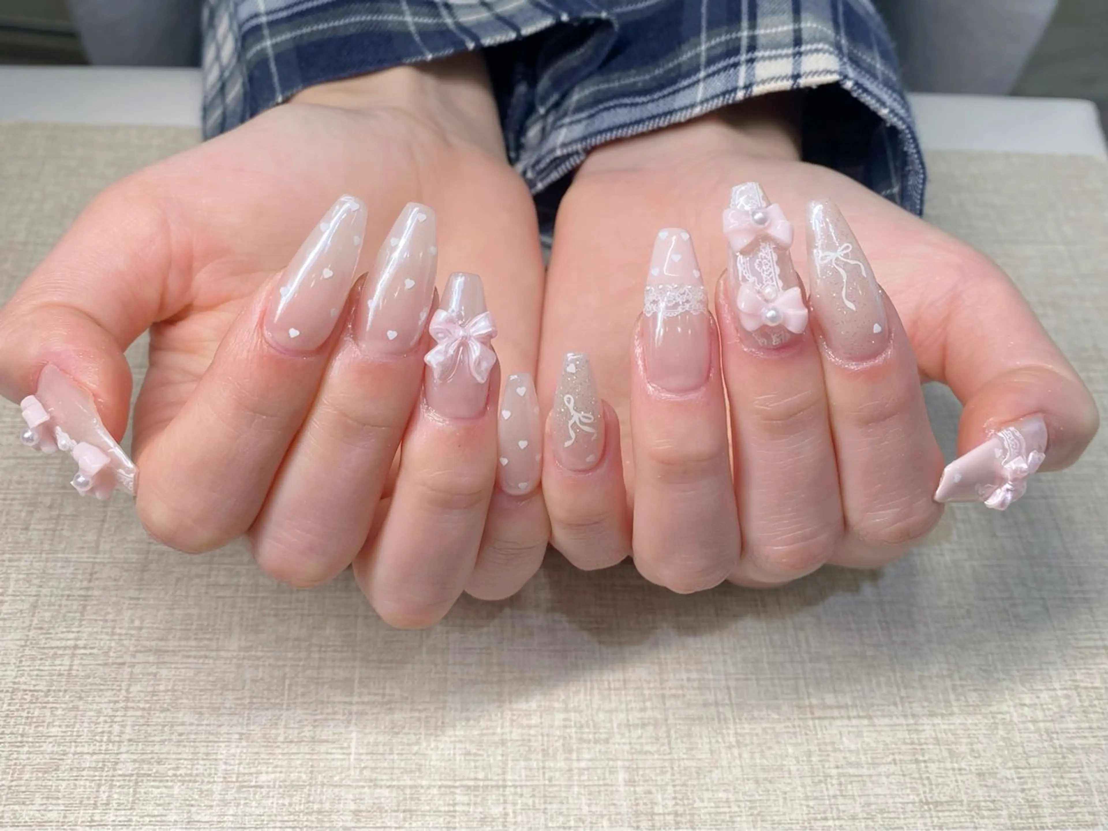 ネイル オーロラネイル ブルー チークネイル フットネイル フレンチネイル ハンドネイル チップ長さ出し 専門店のネイルデザイン