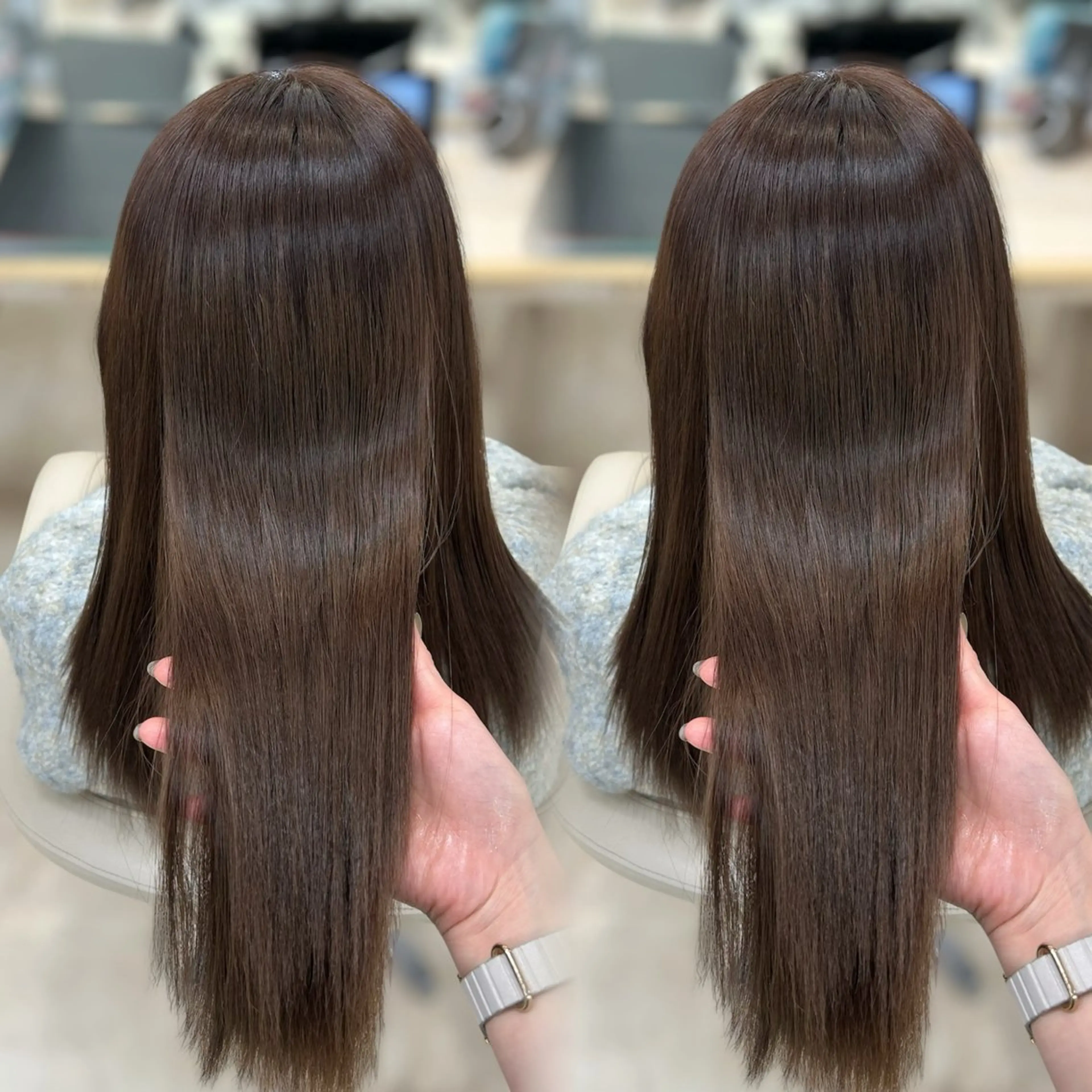 ロング カラー ヘアカラー トリートメント ヘッドスパ ヘアセット ベージュ/つや髪/ レイヤー／ゆいなのヘアスタイル