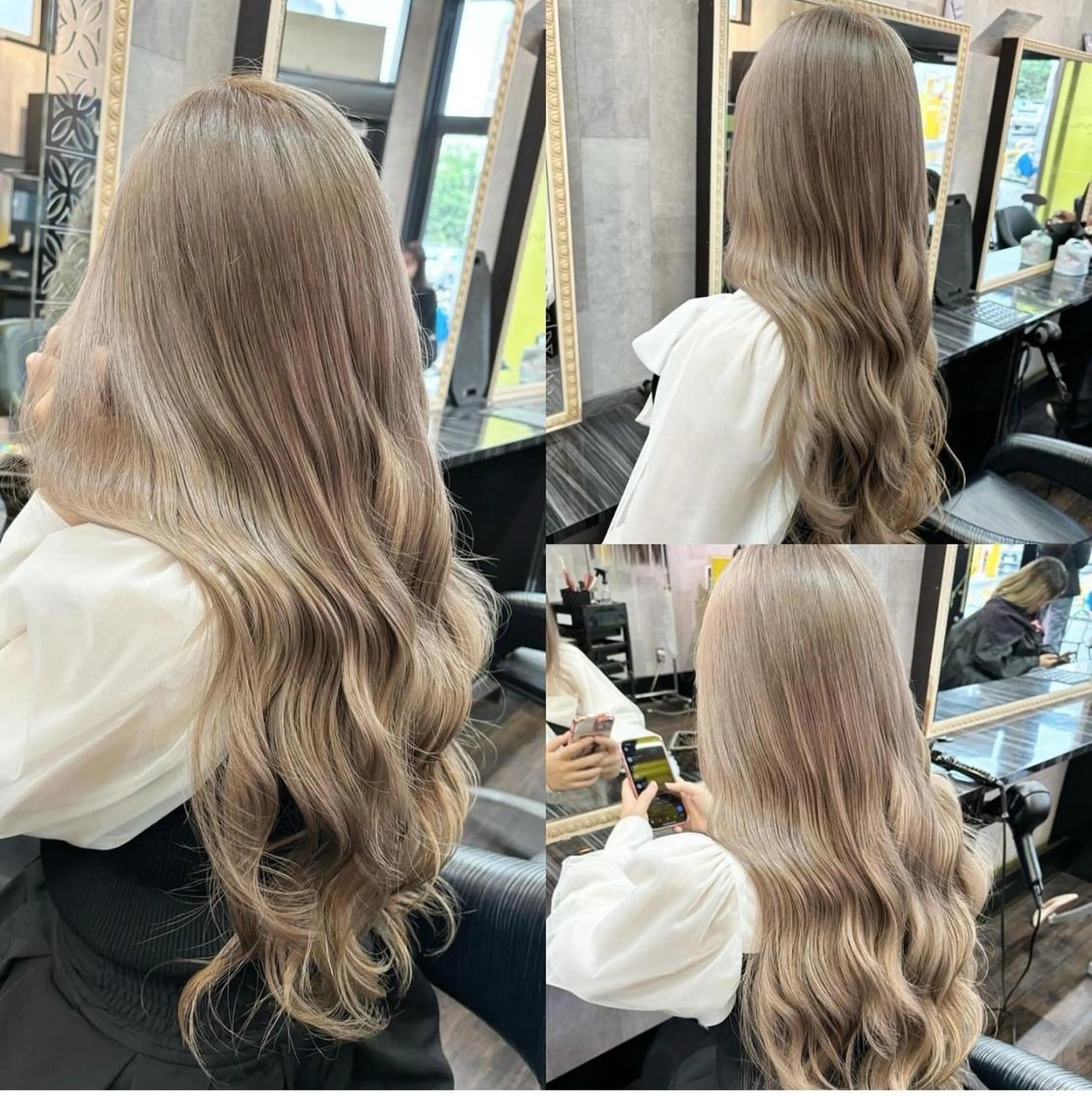 【大人気セット】艶カラー＋シールエクステ 80枚＋馴染ませカット＋巻き髪仕上げの写真