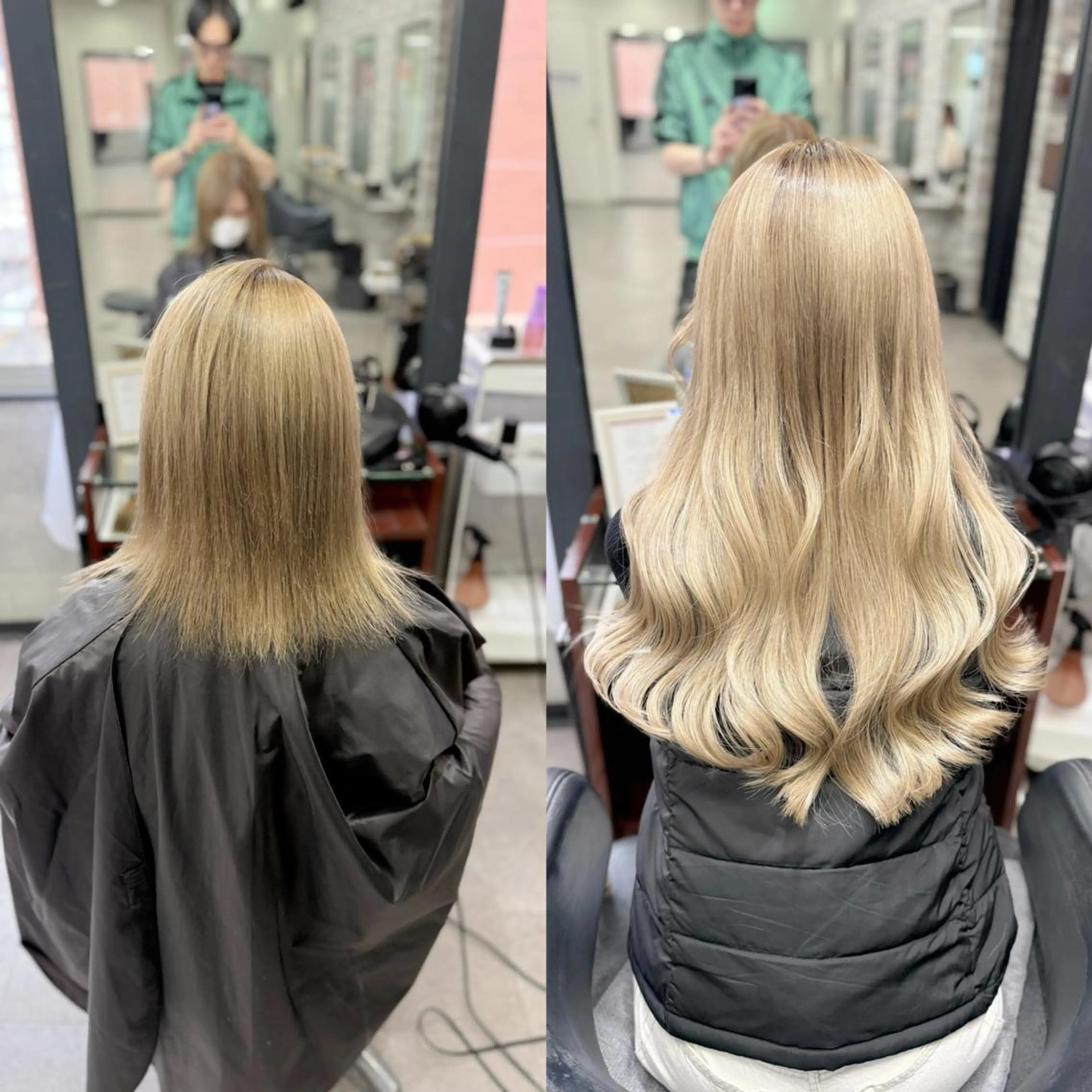 ミディアム ボブ エクステ 学生 韓国風ヘア ヘアカラー エクステ 💎エクステ専門店 BIZE梅田🇰🇷のヘアスタイル