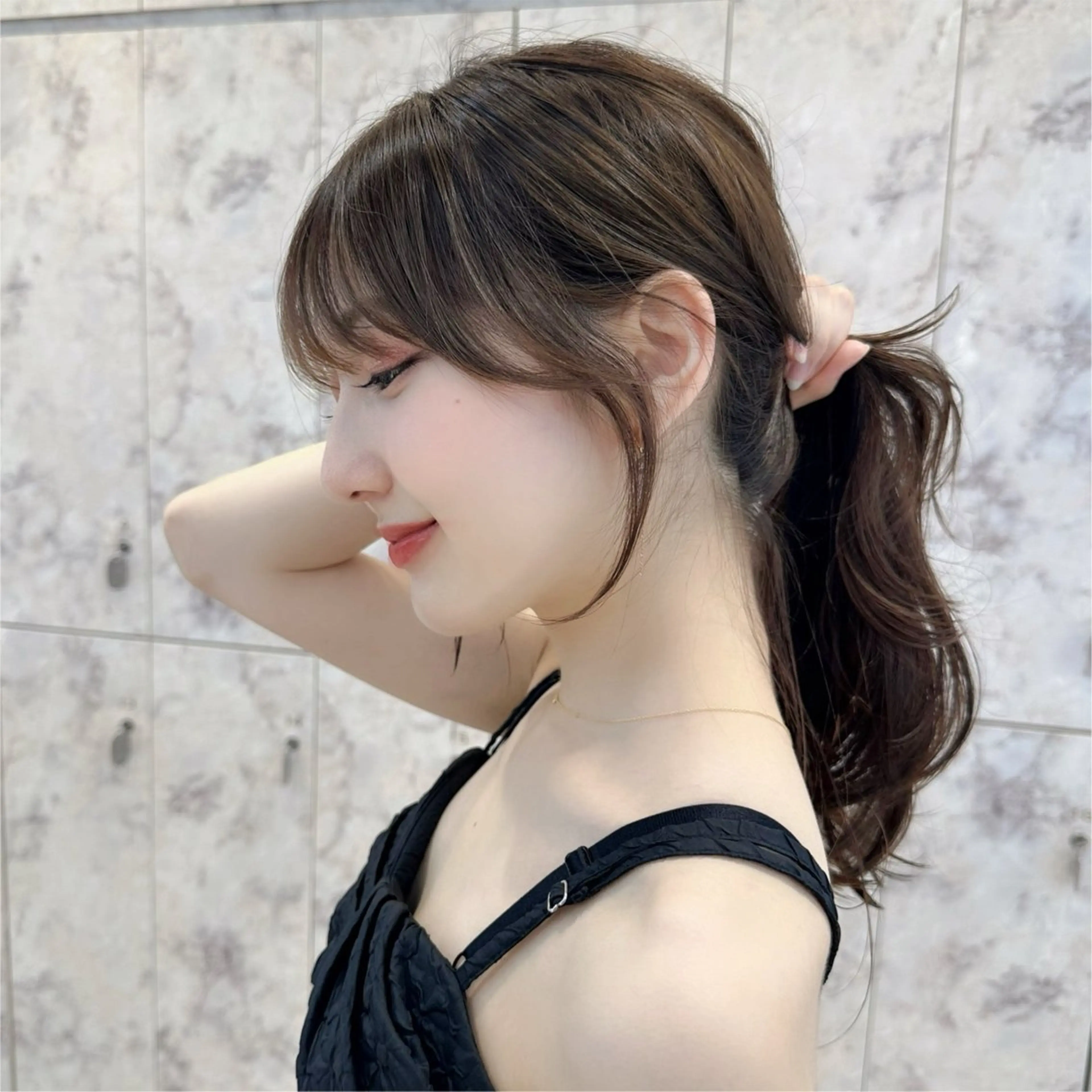 セミロング カット トリートメント 新宿/韓国風レイヤー 髪質改善/渋谷直樹のヘアスタイル