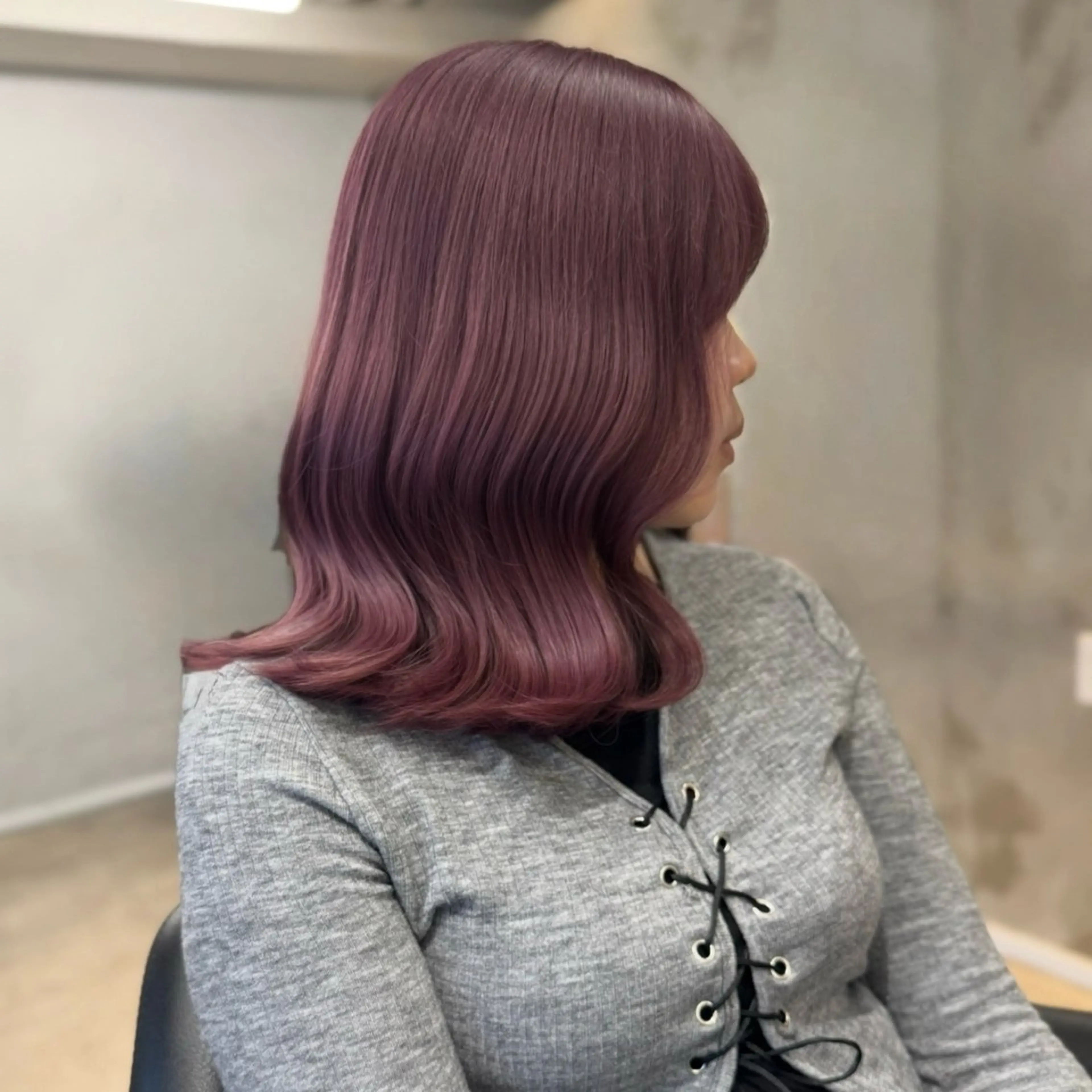 ミディアム ピンクラベンダー ヘアカラー トリートメント ruki/梅田【ラベ ンダー・グレージュ】のヘアスタイル