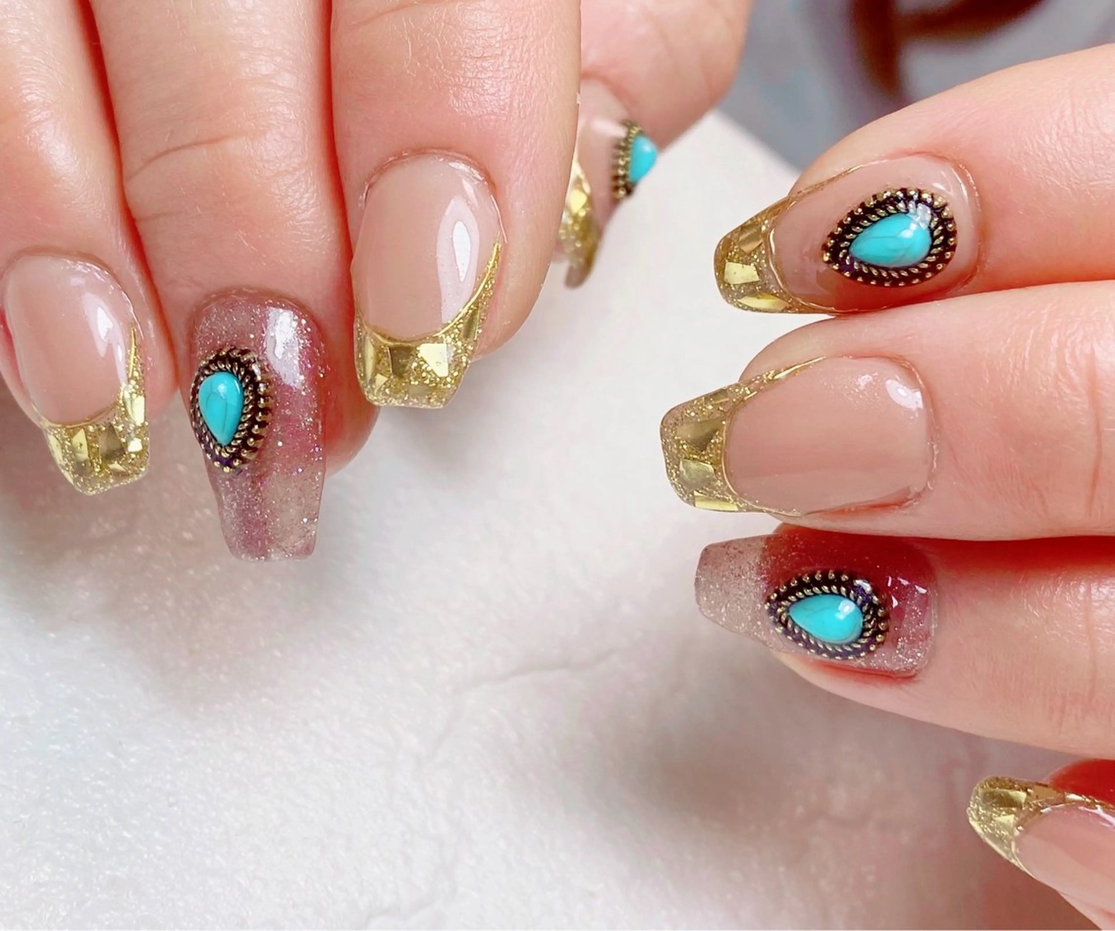 ネイル 長さ出し フラッシュネイル フレンチネイル ガラスフレンチ 持ち込み ハンドネイル Nail Salon K 🧸美爪育成のネイルデザイン