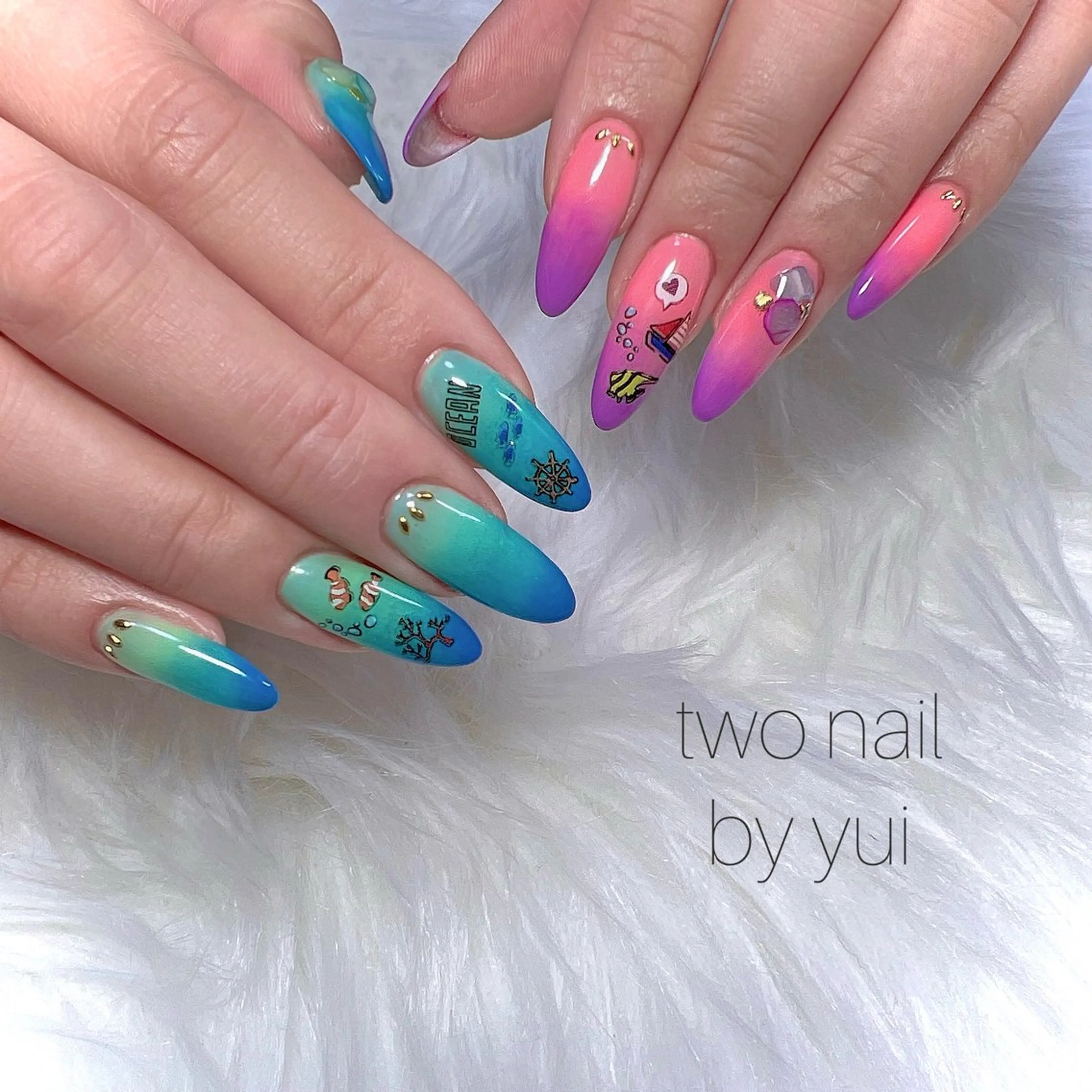 ネイル アートネイル ネイルチップ ホワイト ハンドネイル two nailのネイルデザイン