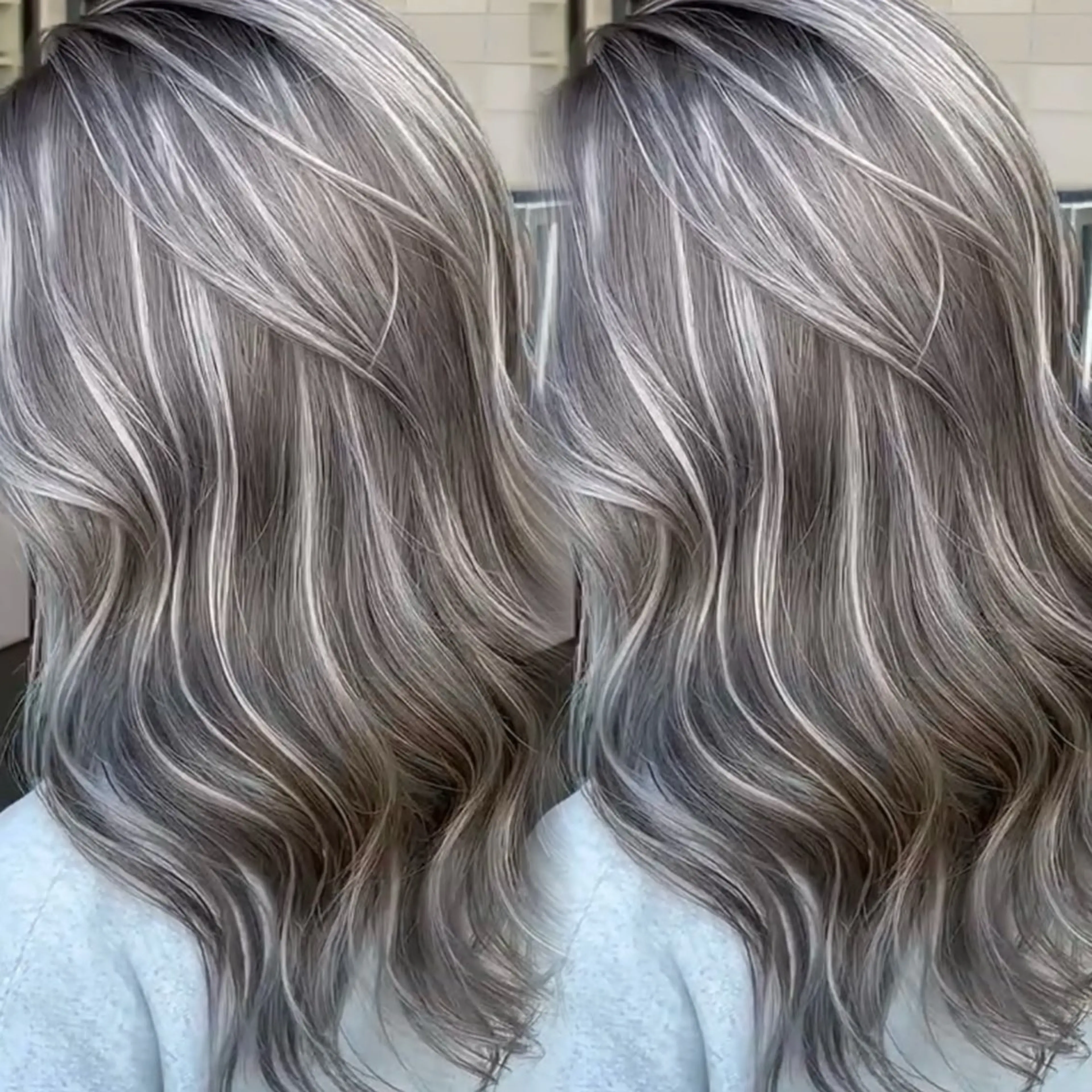 ロング カラー ケアカラー デザインカラー グレージュ ハイライトカラー ハイライト カット ヘアカラー トリートメント 表参道/ハイライト バレイヤージュのヘアスタイル