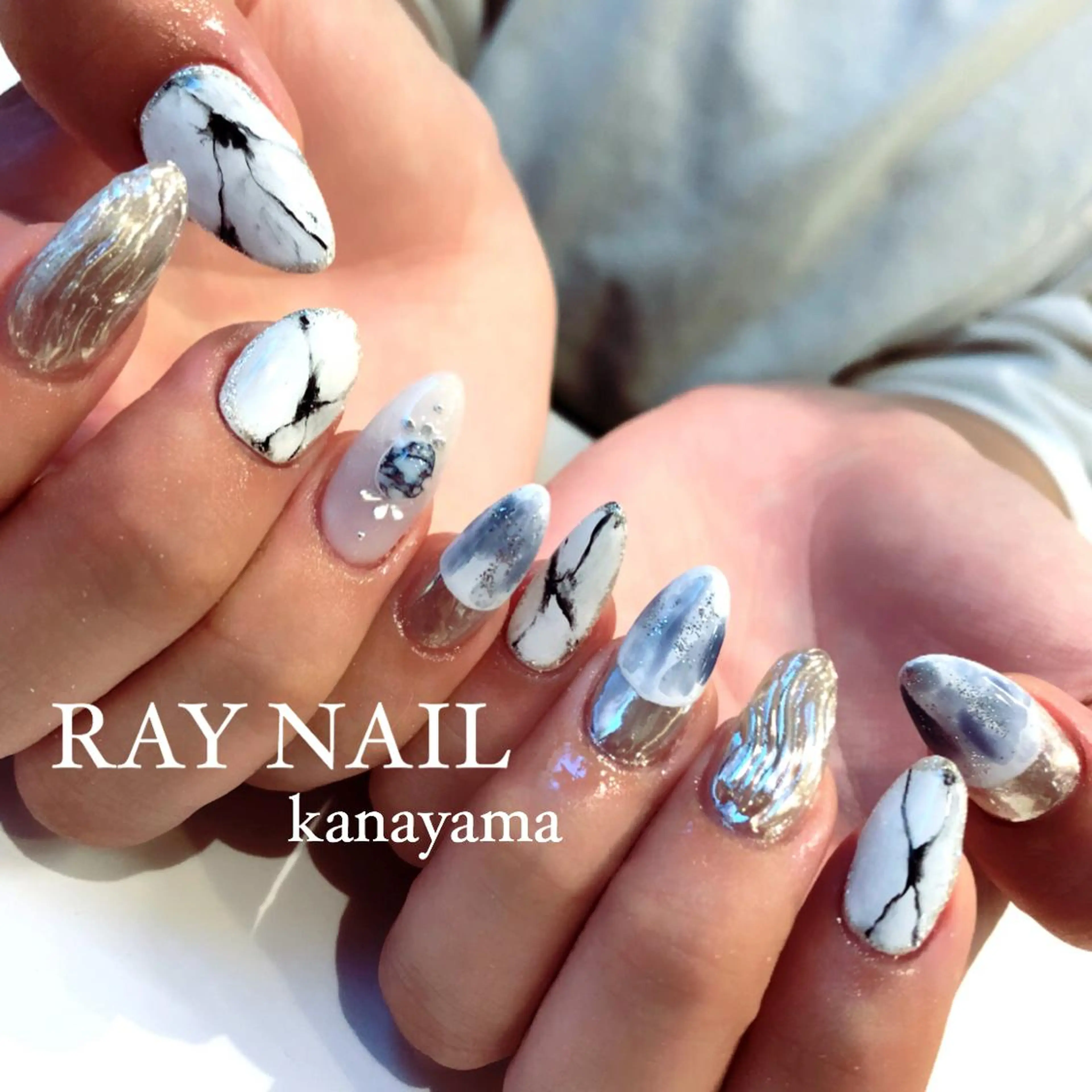 ネイル 大理石ネイル(マーブル) ニュアンスネイル Arowa 伊田のネイルデザイン