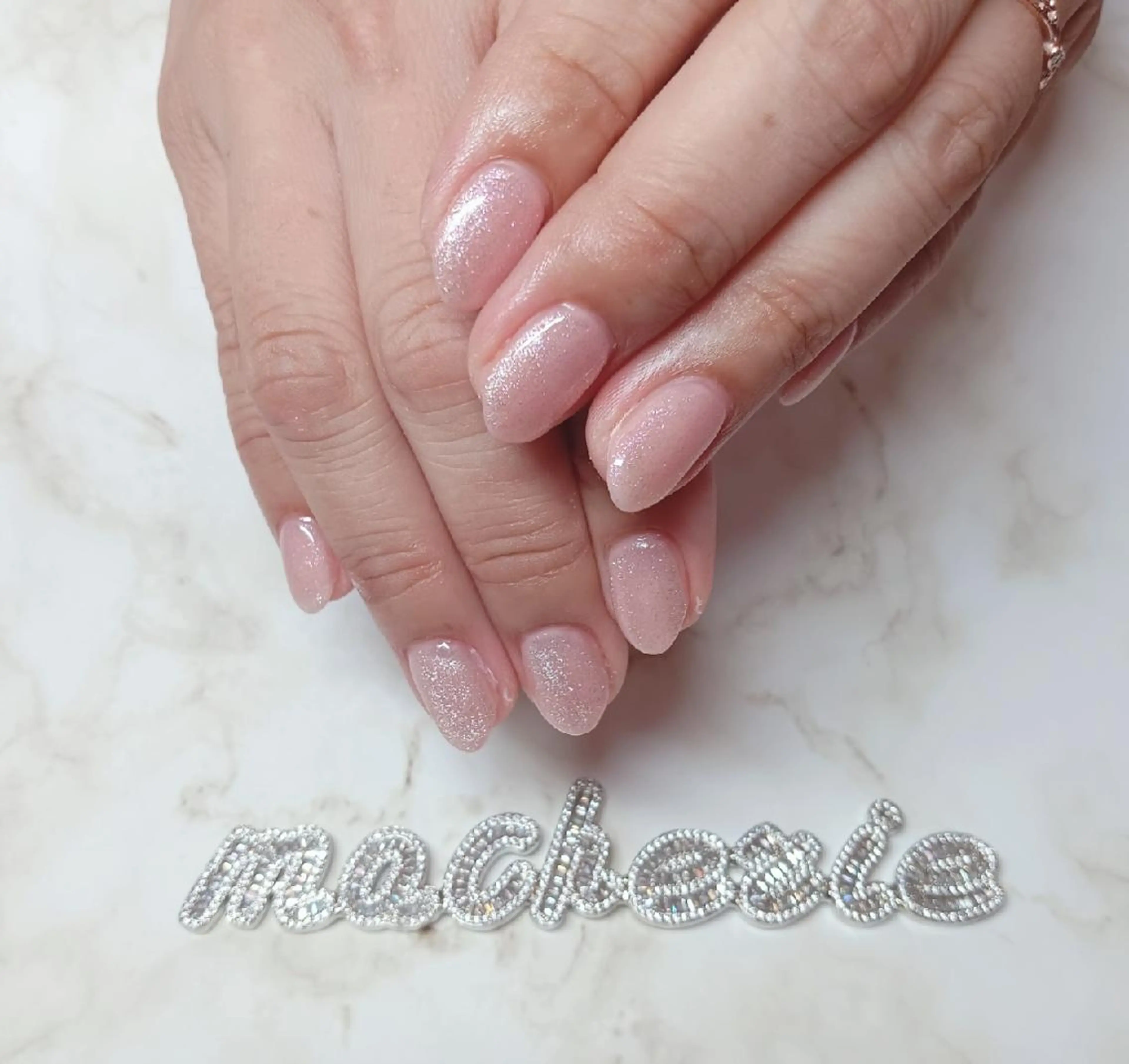 ネイル マグネットネイル ピンク ピンクベージュ ハンドネイル Nail Salon macherieのネイルデザイン