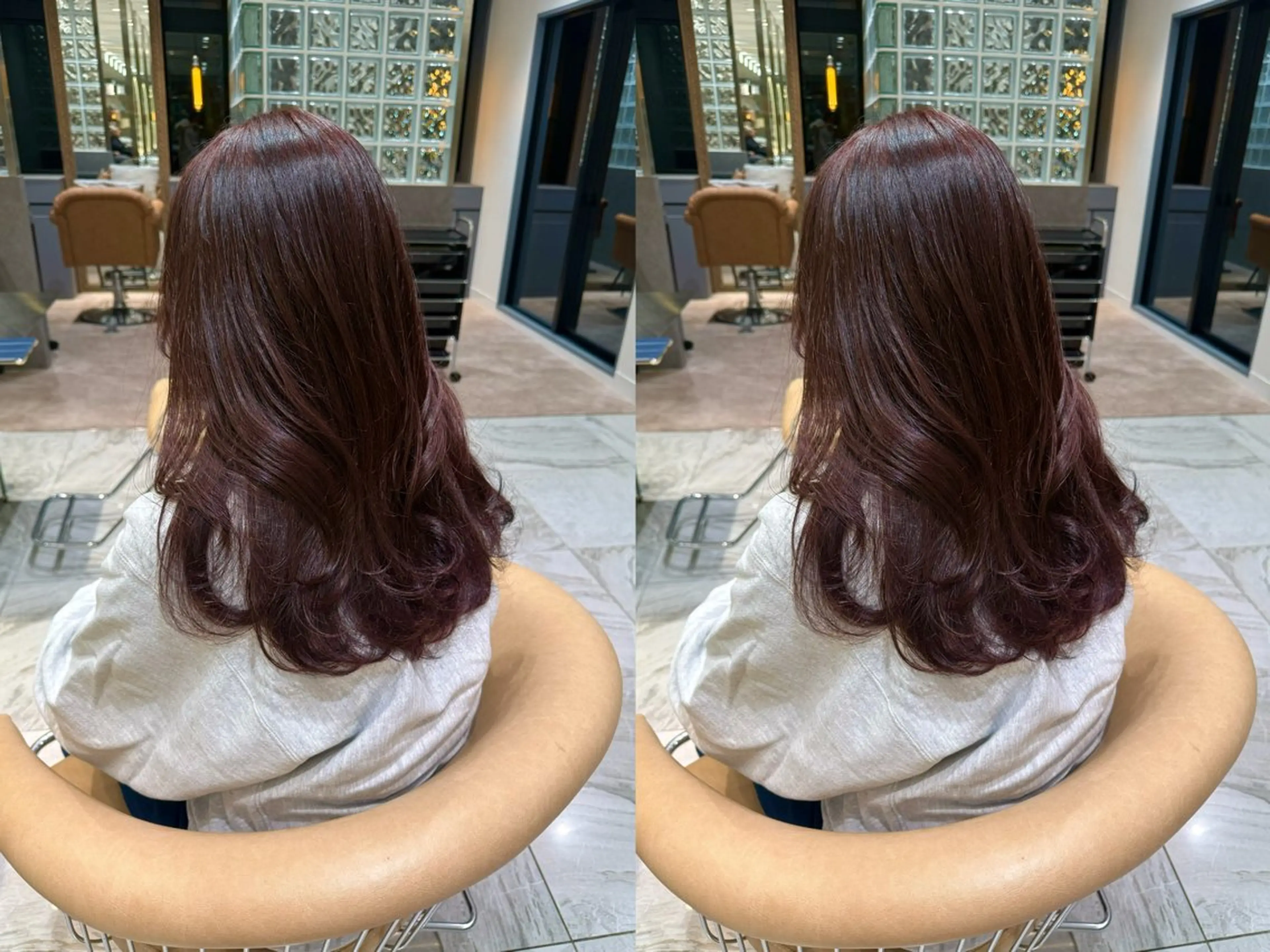 カラー ゆらんちょ/ブリーチ 無w/縮毛矯正/暖色のヘアスタイル