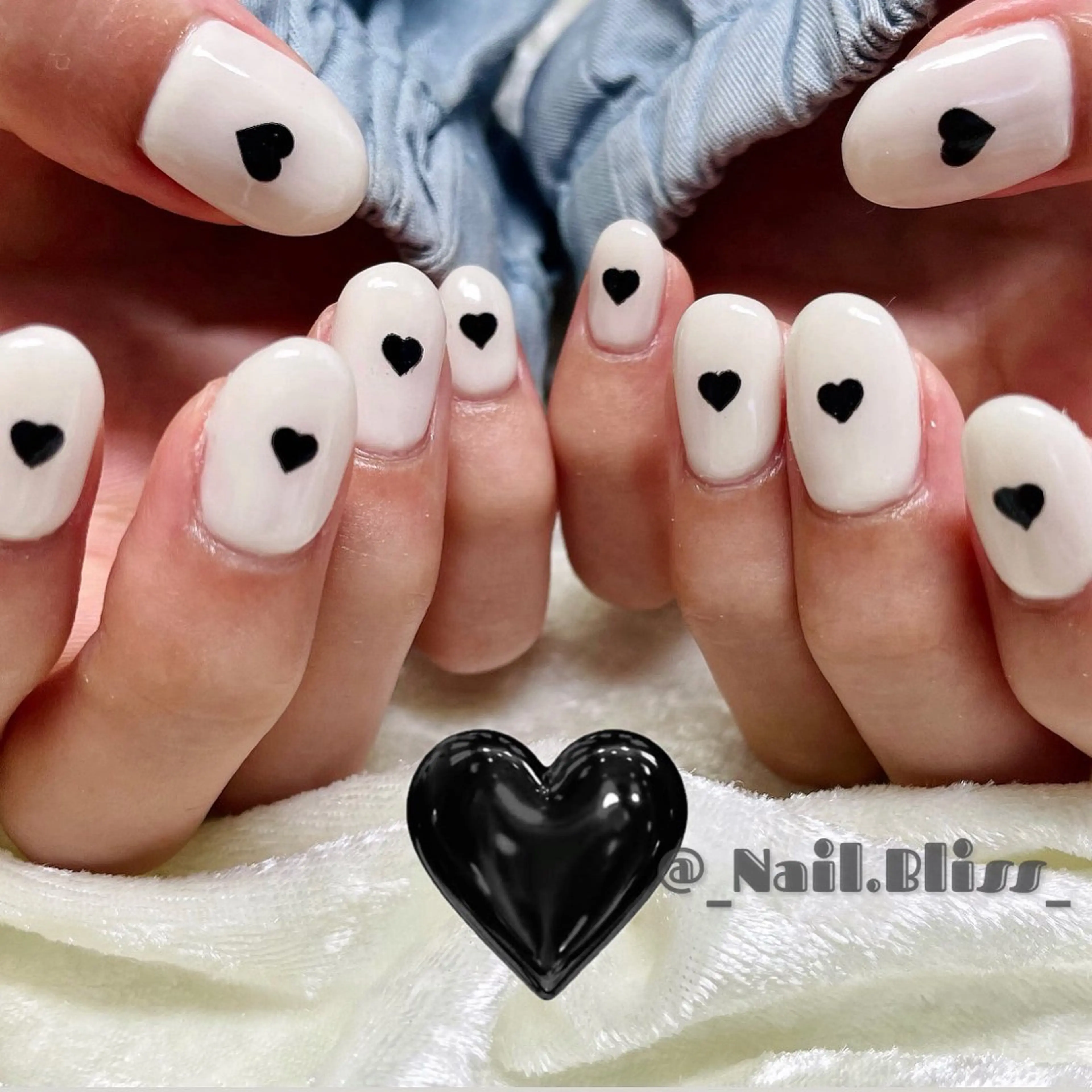 ネイル ハート ワンカラーネイル ハンドネイル NAIL BLISSのネイルデザイン