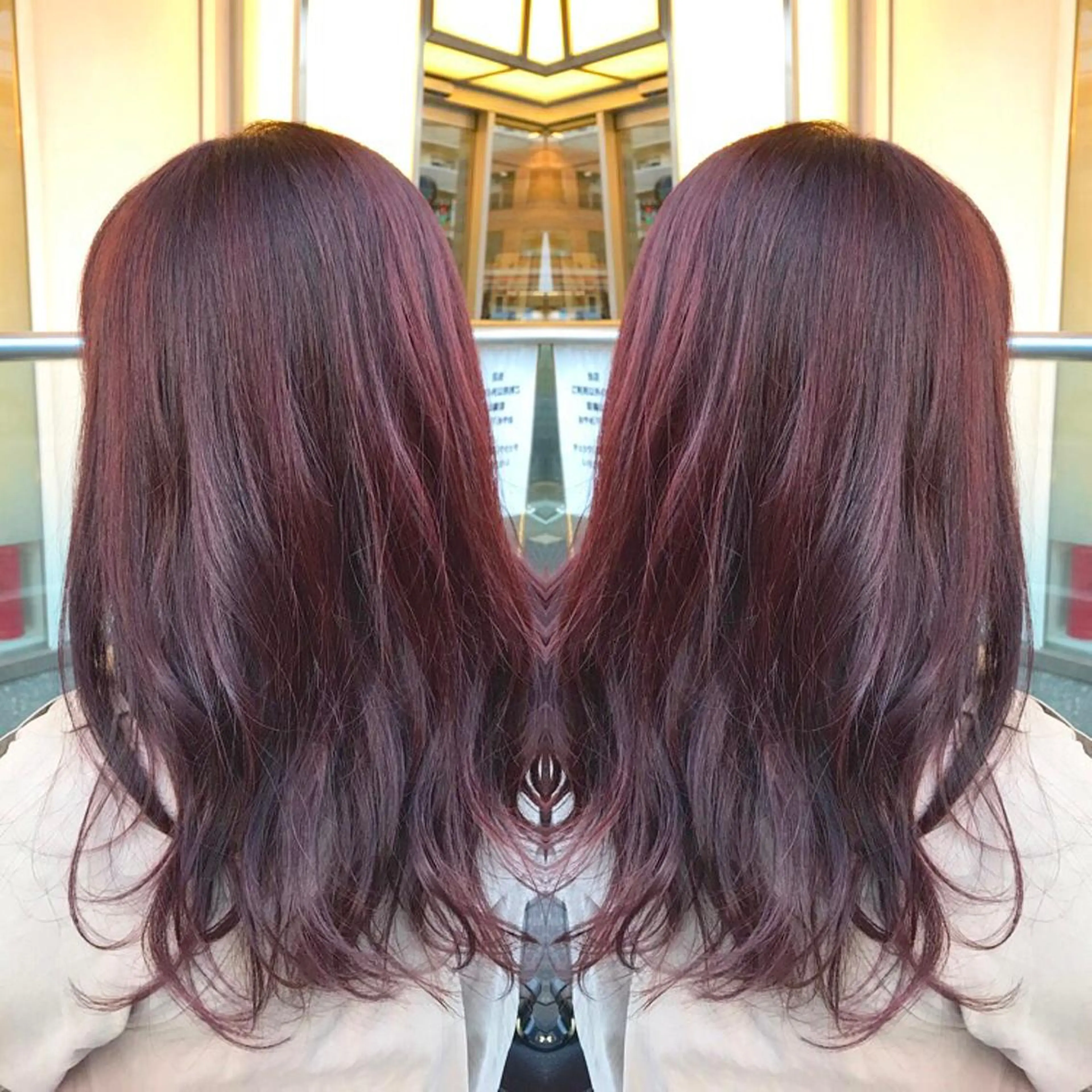 セミロング カラー イルミナカラー ピンクカラー レッドカラー 青木 茂樹⭐️ 透明感カラーのヘアスタイル