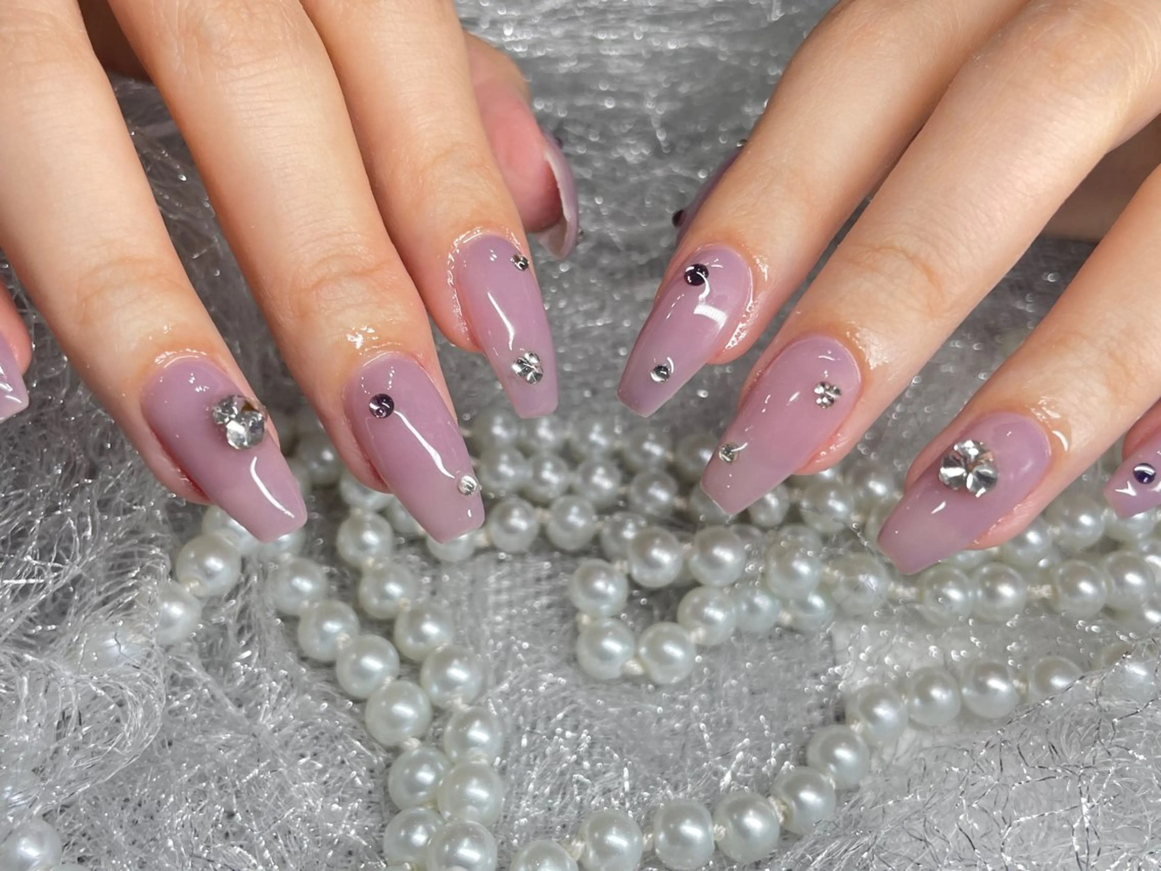 [ 付け放題]ハンドワンカラー/ラメグラデーション+ スートンつけ放題 4990の写真