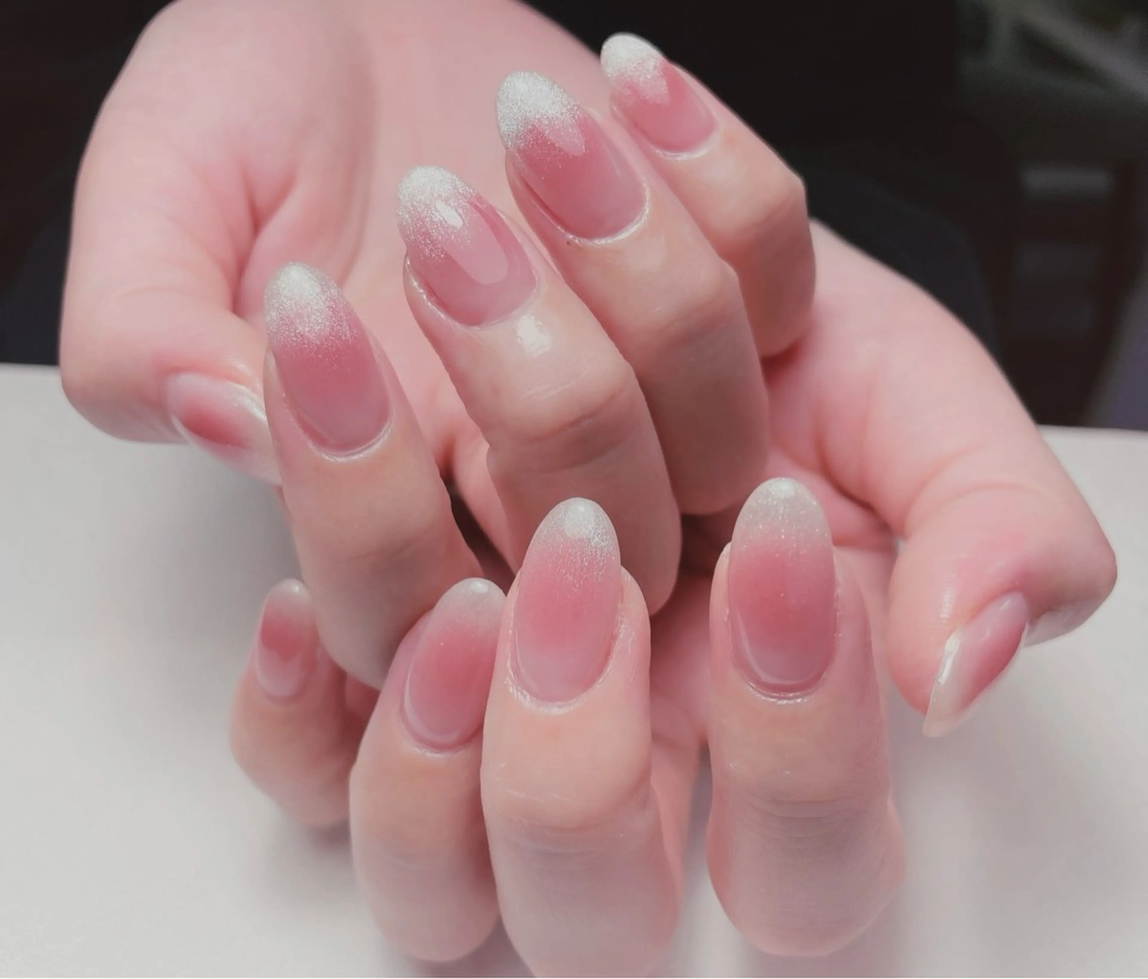 ネイル オーロラネイル 長さ出し フットネイル フレンチネイル ジェルネイル 中野駅から2分 MEO NAILのネイルデザイン