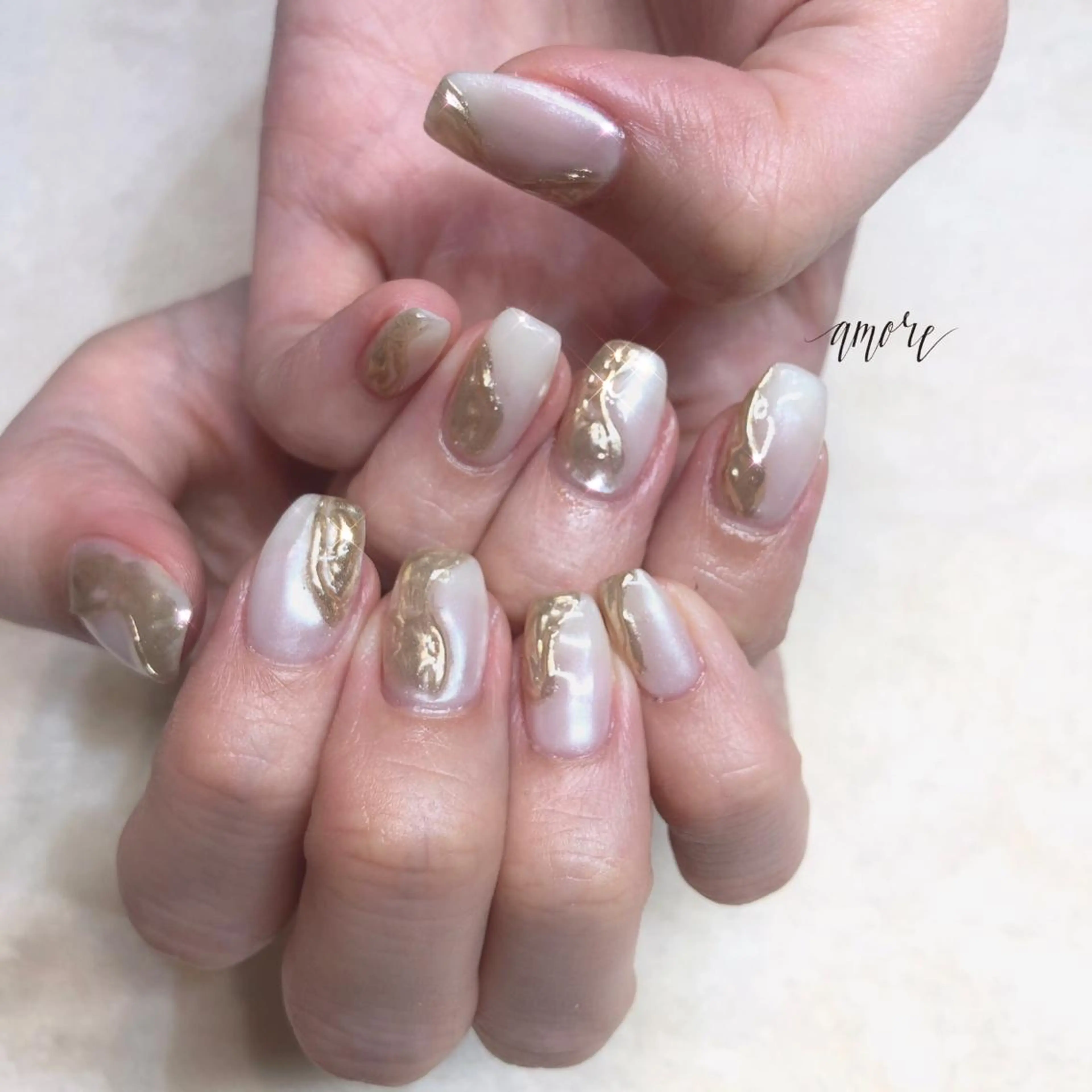 ネイル ジェルネイル ミラーネイル ニュアンスネイル 春ネイル You kyehwaのネイルデザイン