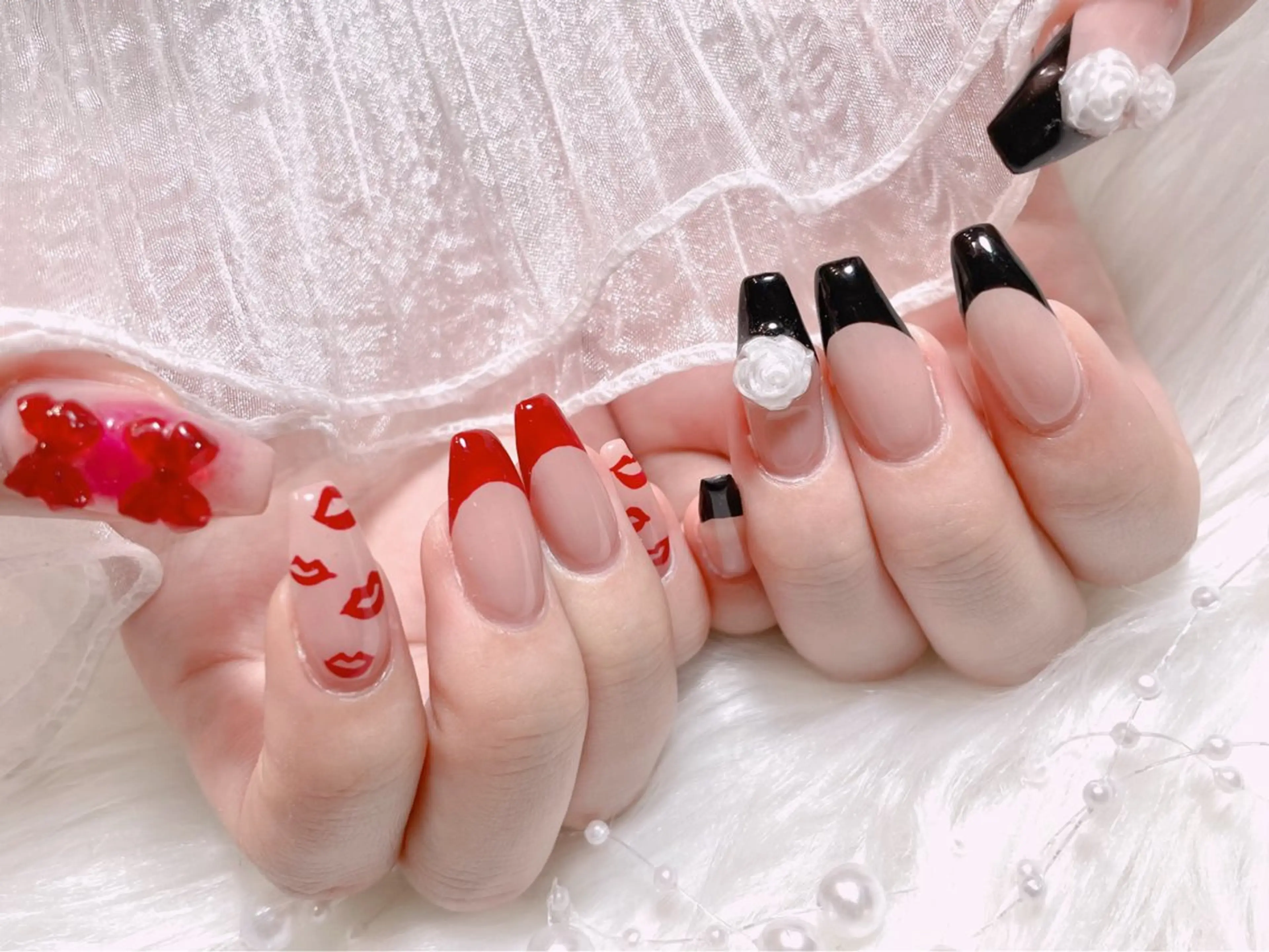 ネイル フレンチネイル ワンホンネイル ハンドネイル ゆりか ジョアアンジェ福島のネイルデザイン