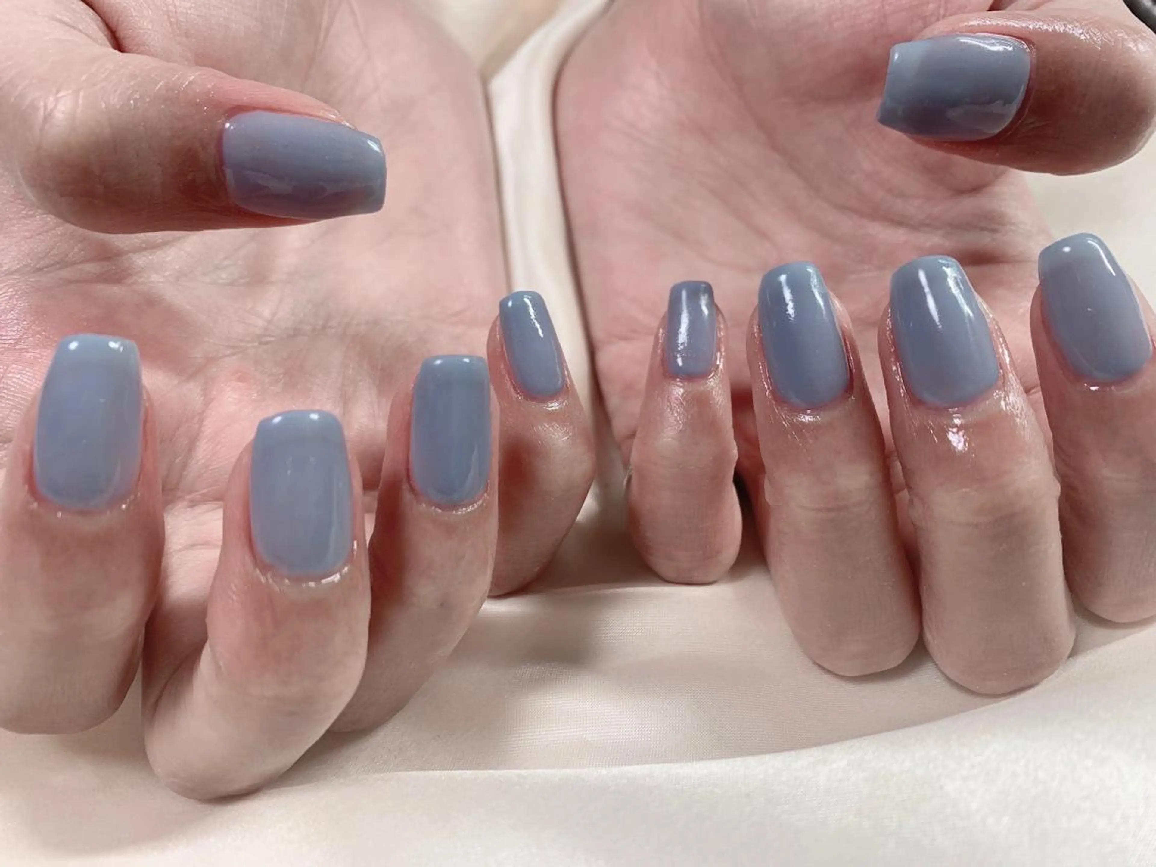 ネイル ブルー ワンカラーネイル kikinail 溝の口のネイルデザイン
