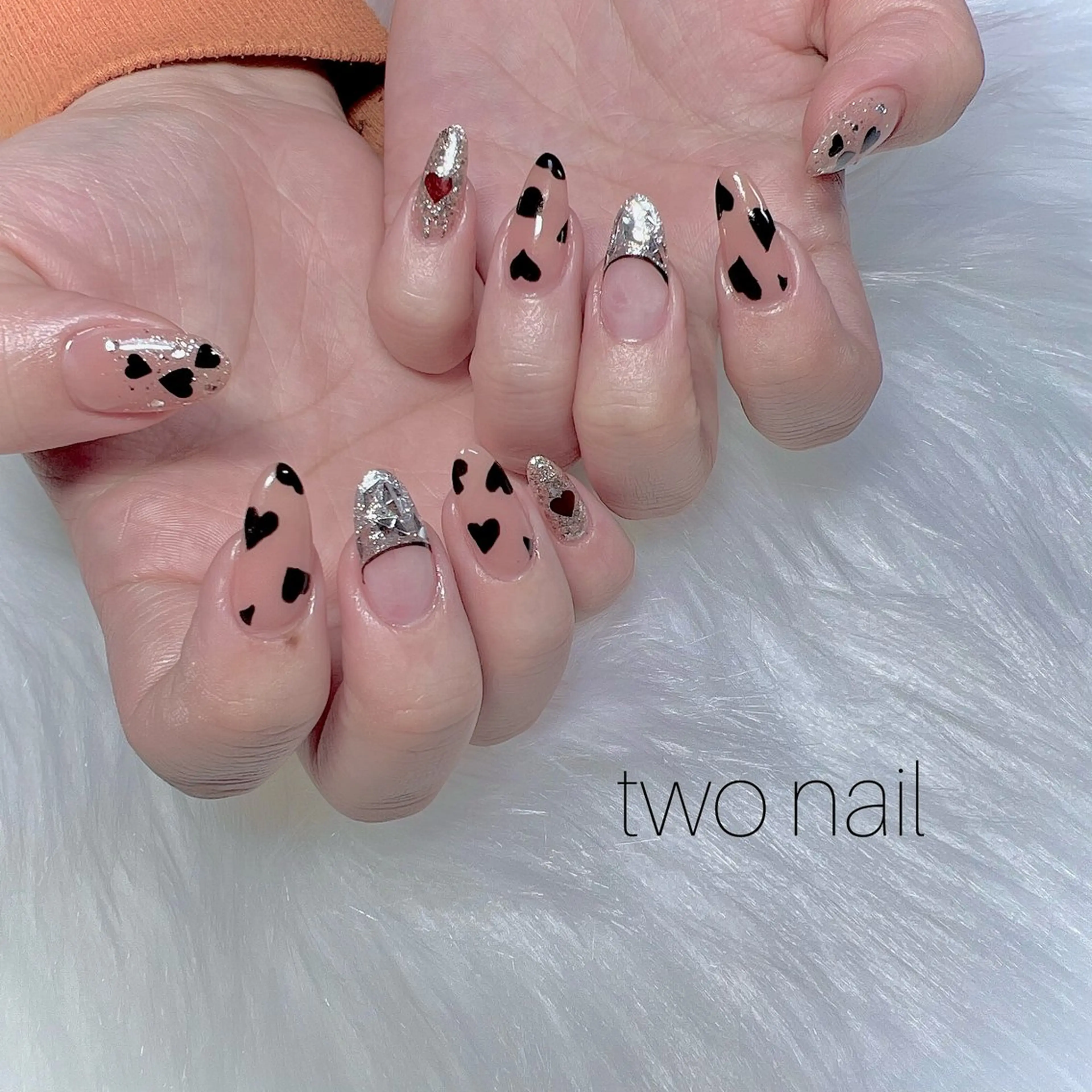 ネイル アートネイル ネイルチップ ホワイト ハンドネイル two nailのネイルデザイン