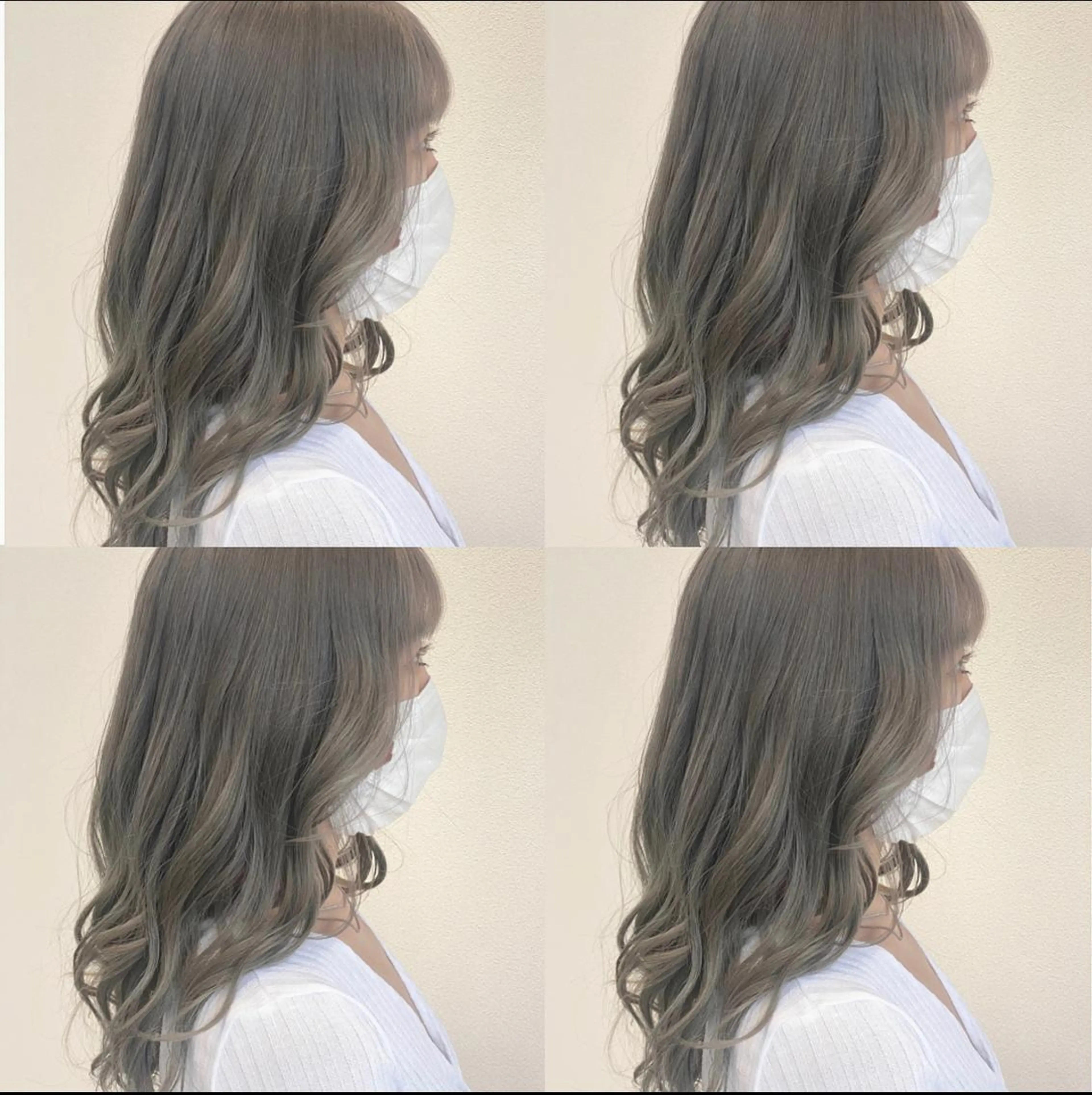 ロング カラー グレージュ カーキグレージュ 💘韓国カラー💘 クルミのヘアスタイル