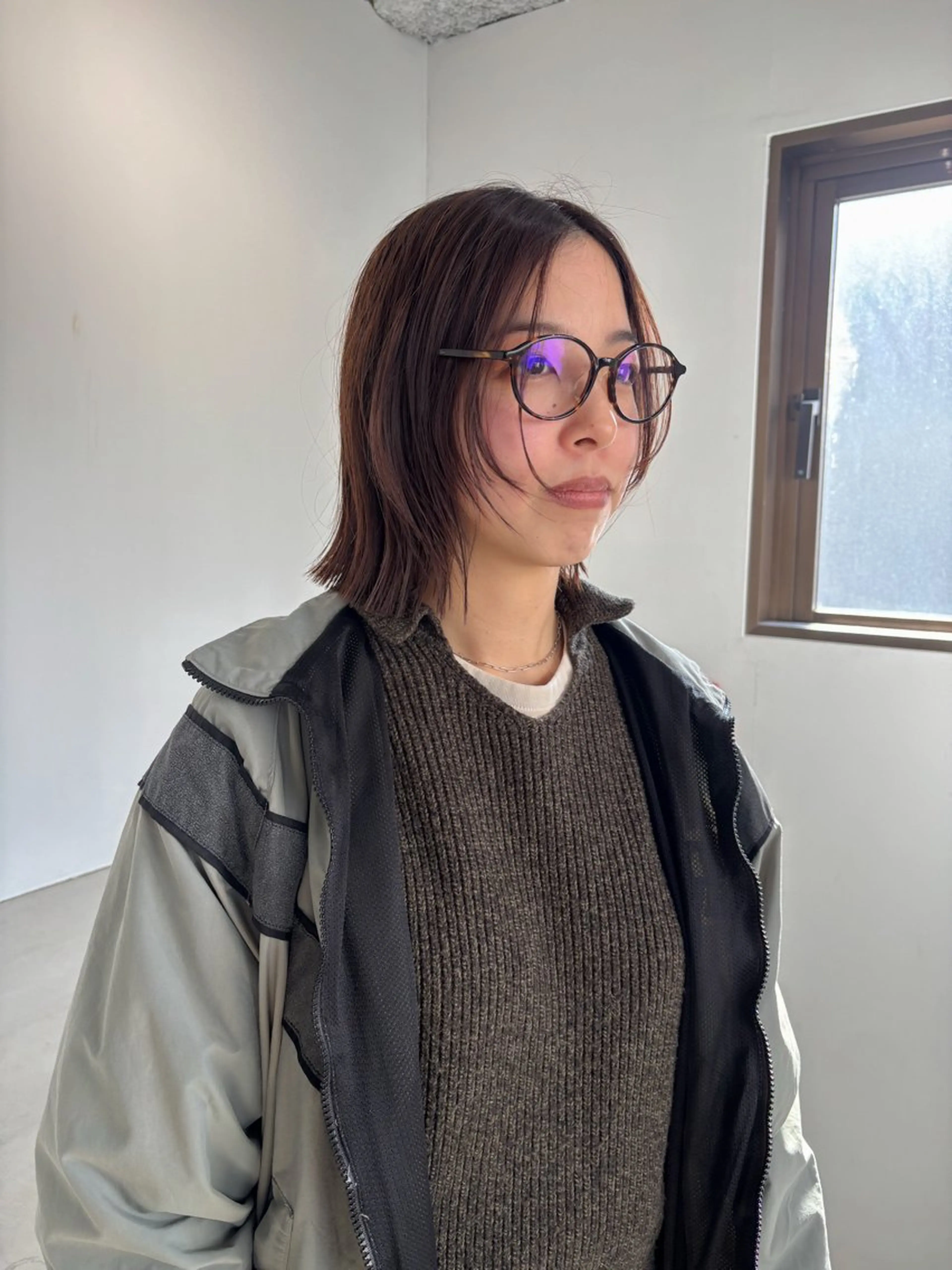 ミディアム カラー ボブ 顔まわりレイヤー レイヤーカット カット ヘアカラー トリートメント Takuma Suzuki中目黒のヘアスタイル