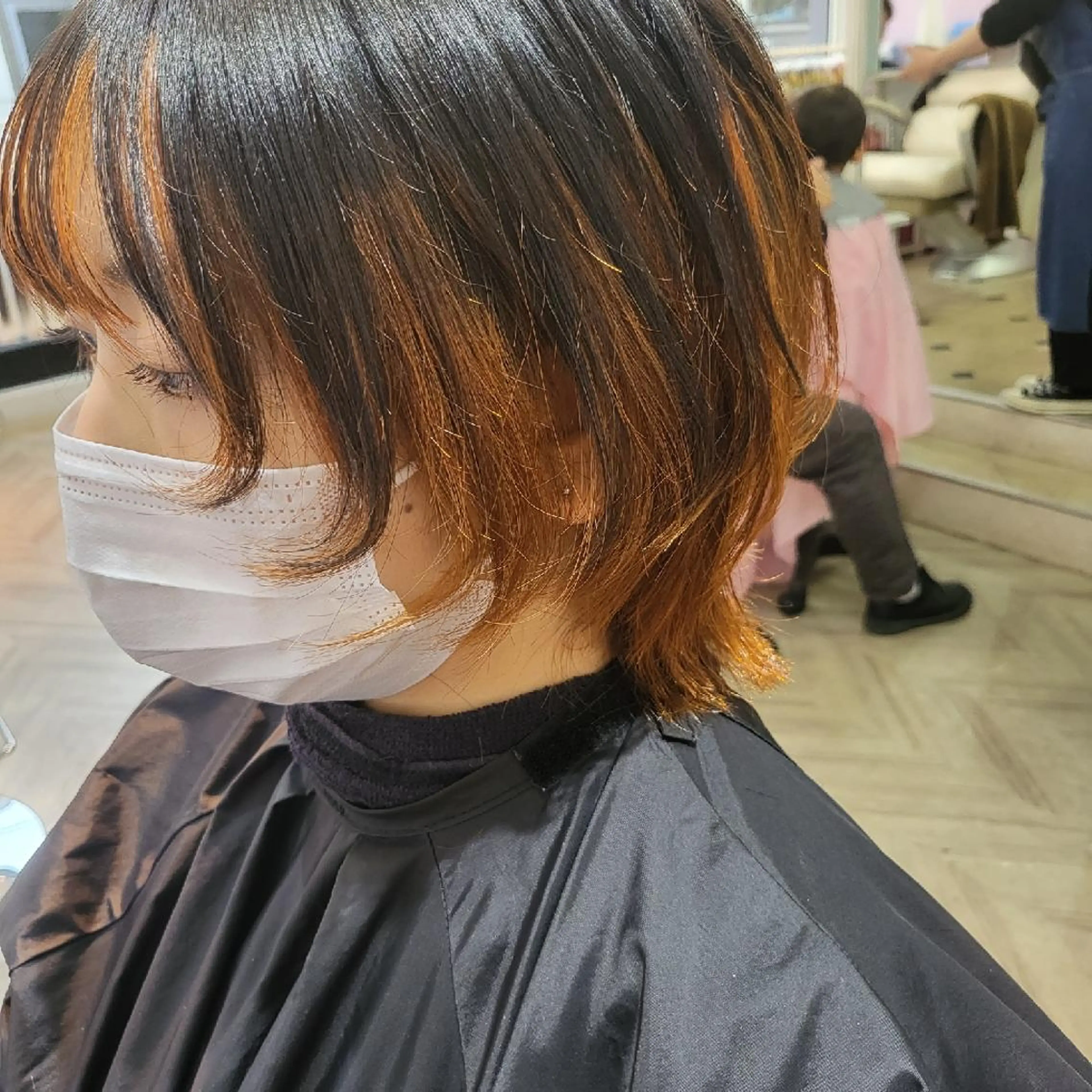 ショート カラー ヘアアレンジ インナーカラー オレンジ ナカシマ  アユミのヘアスタイル