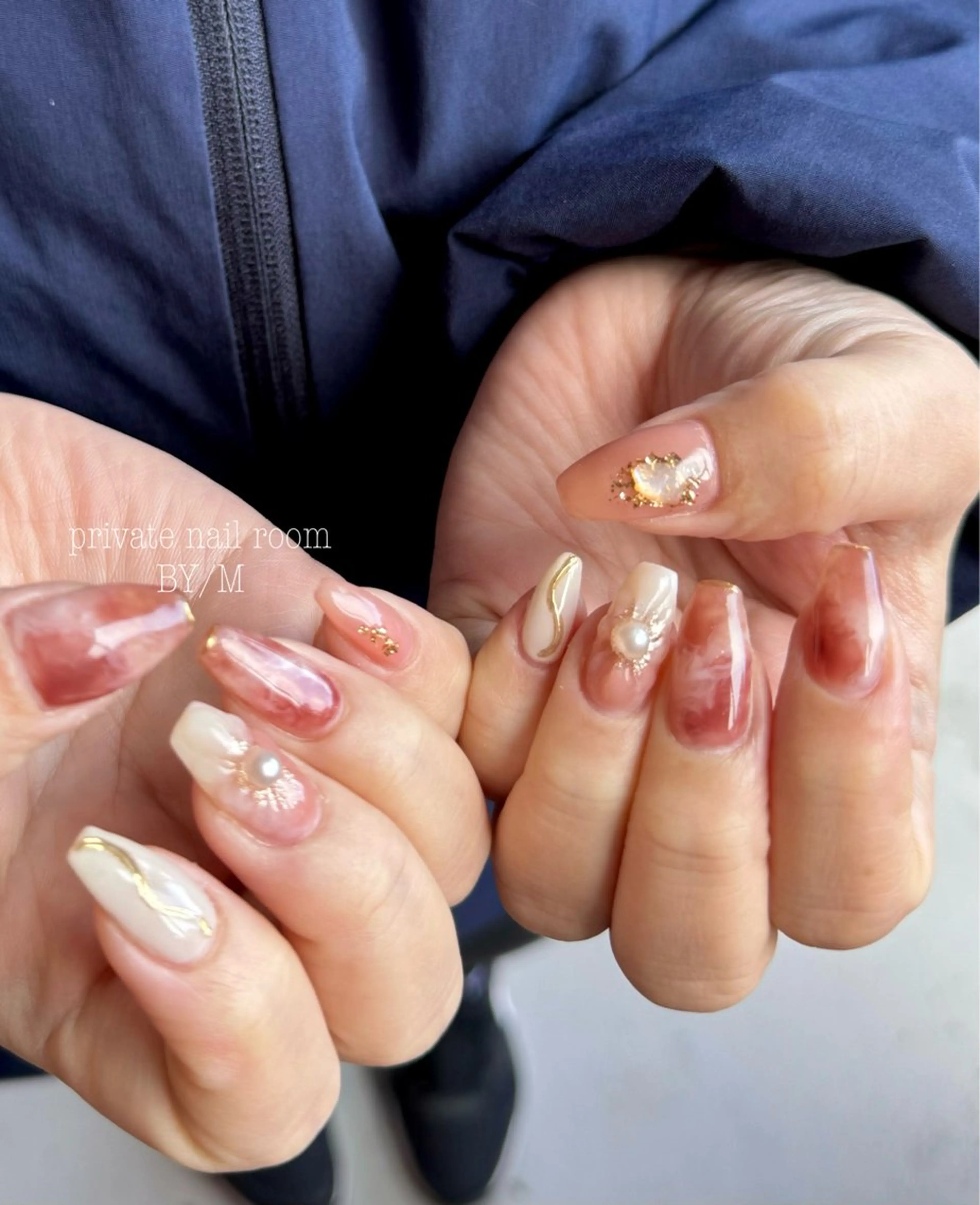 ネイル 持ち込み ニュアンスネイル ピンク 春ネイル ハンドネイル BY / Mのネイルデザイン