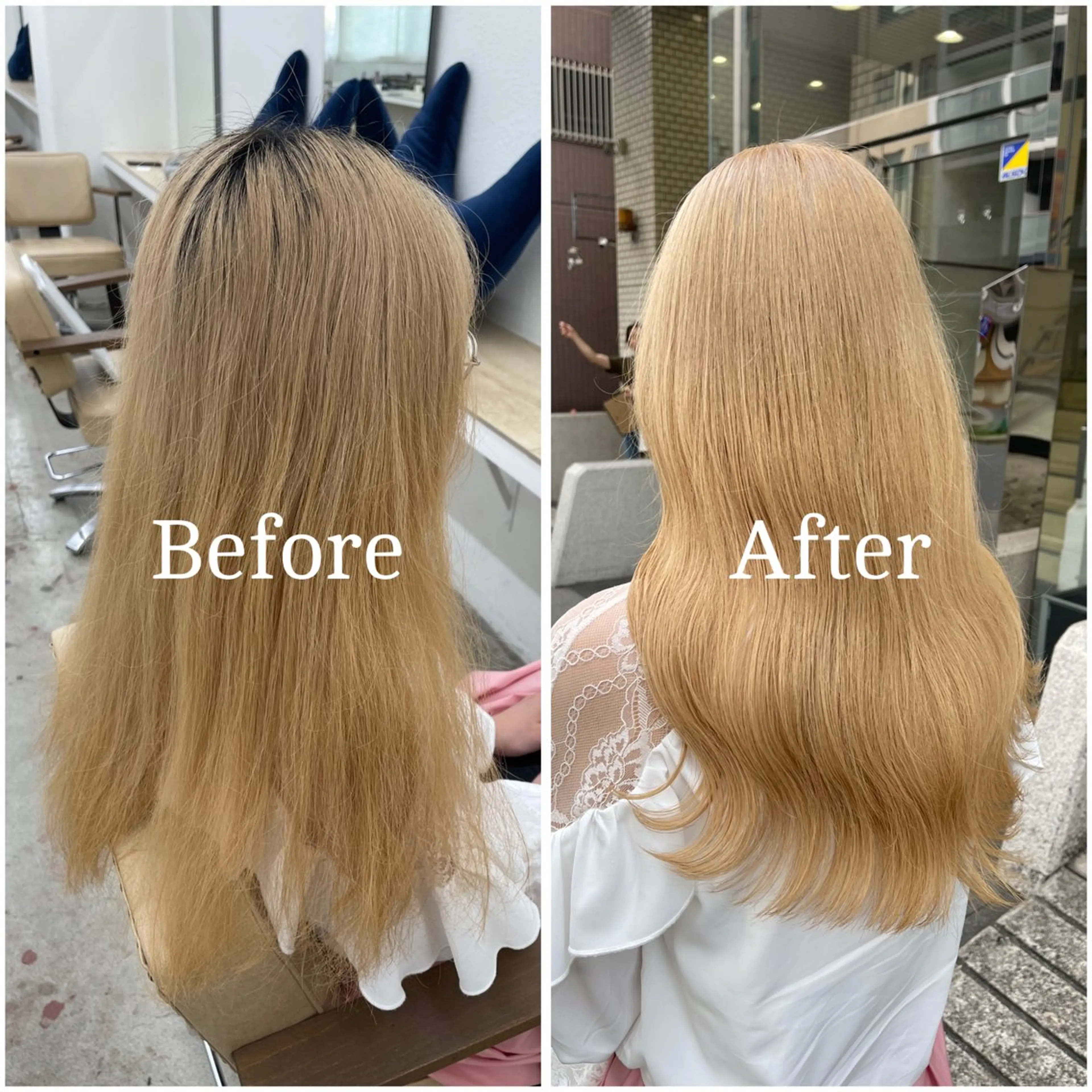 ロング カラー ブリーチ デザインカラー 似合わせカット 縮毛矯正 ムラ修正/ ハイトーン💖Riaのヘアスタイル