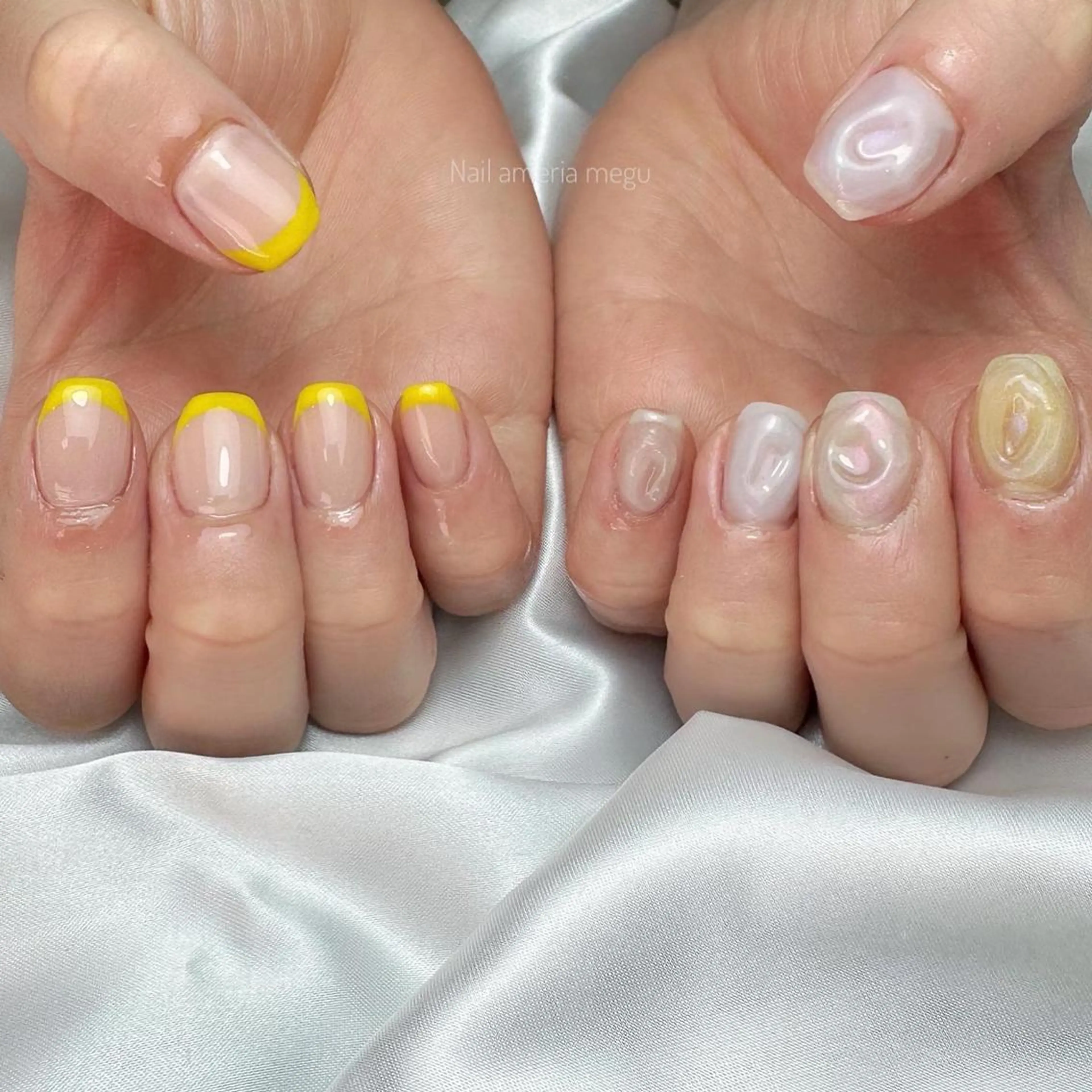 ネイル フレンチネイル 黄色 ハンドネイル Nail ameria megu所属・ameria meguのネイルデザイン