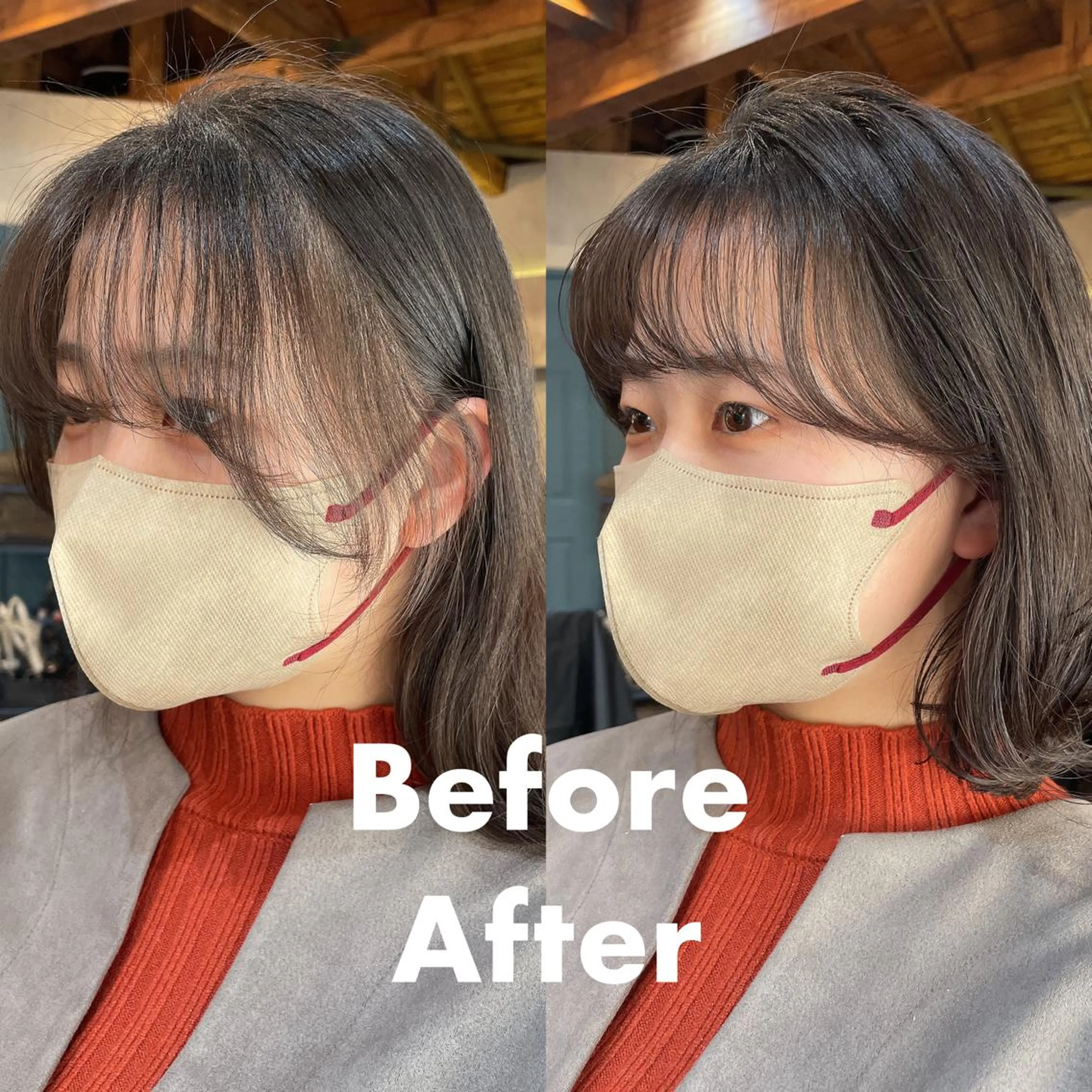 セミロング カラー 顔周りカット 【オノザワリョウ】のヘアスタイル