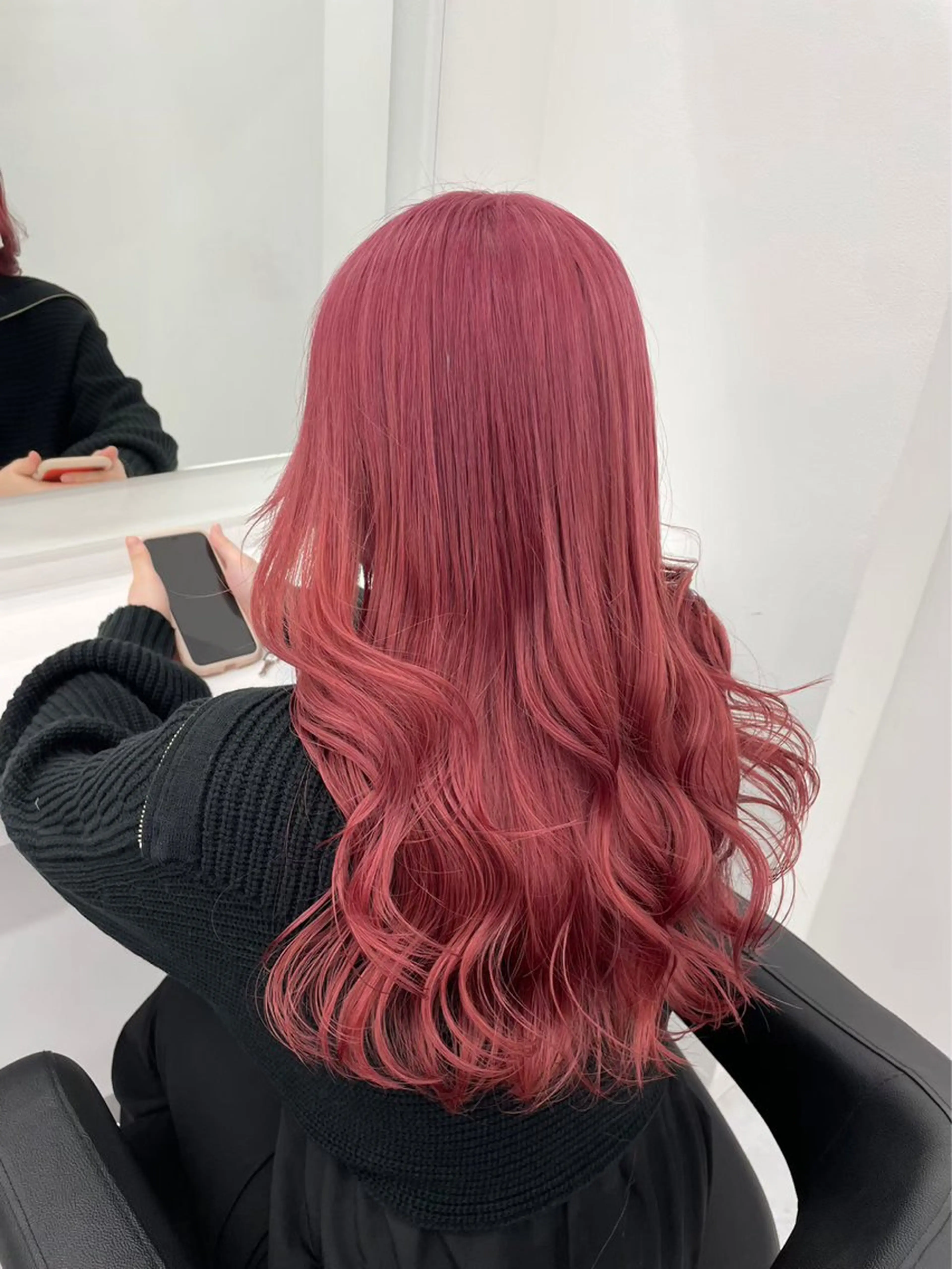 ロング カラー パーマ ヘアアレンジ ピンクカラー 【縮毛矯正ブリーチ】 MANATO🌈のヘアスタイル