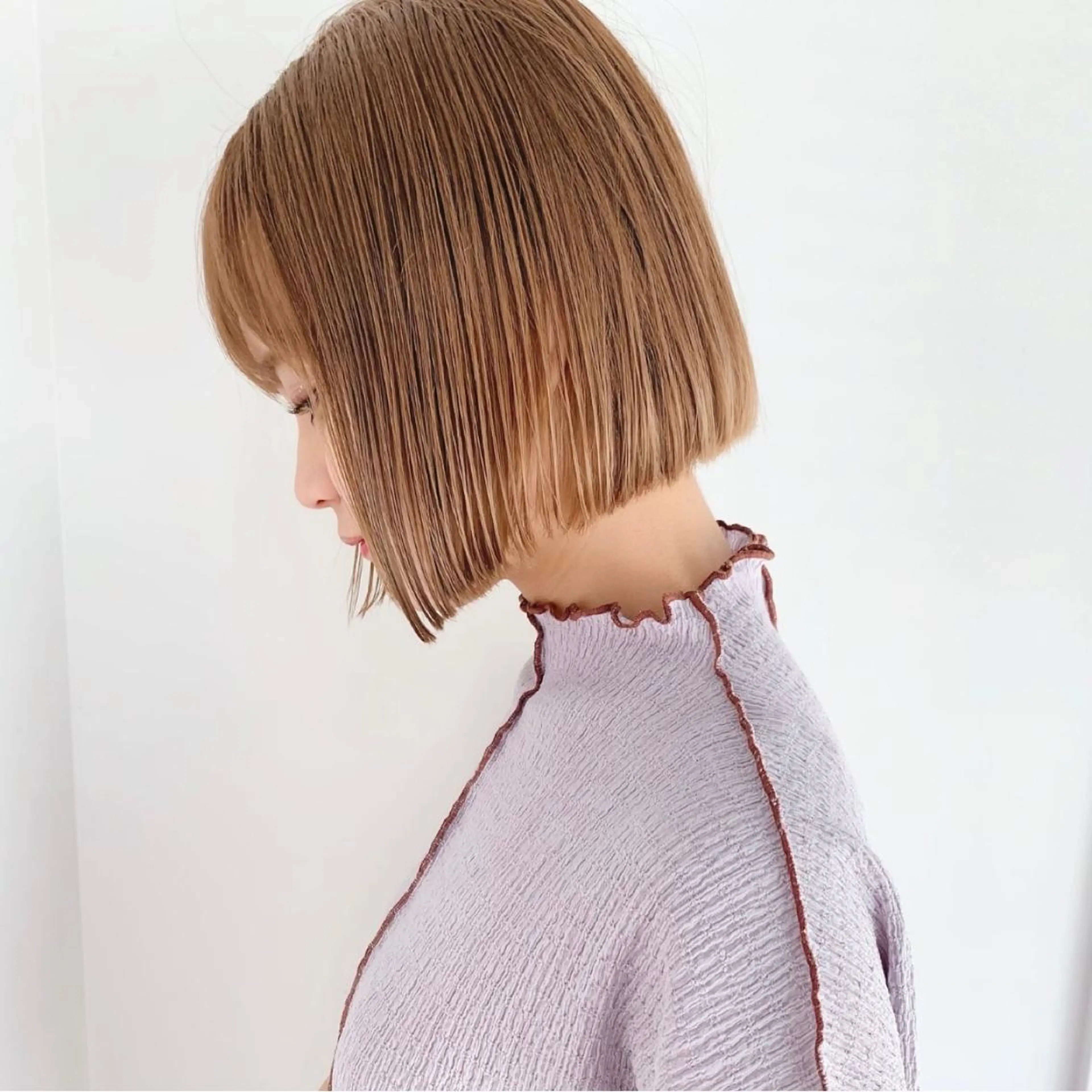 ショート カラー 切りっぱなしボブ ベージュカラー ミルクティーベージュ ボブ 🌱小顔ヘア/ボブ ミディアム/双葉🌱のヘアスタイル