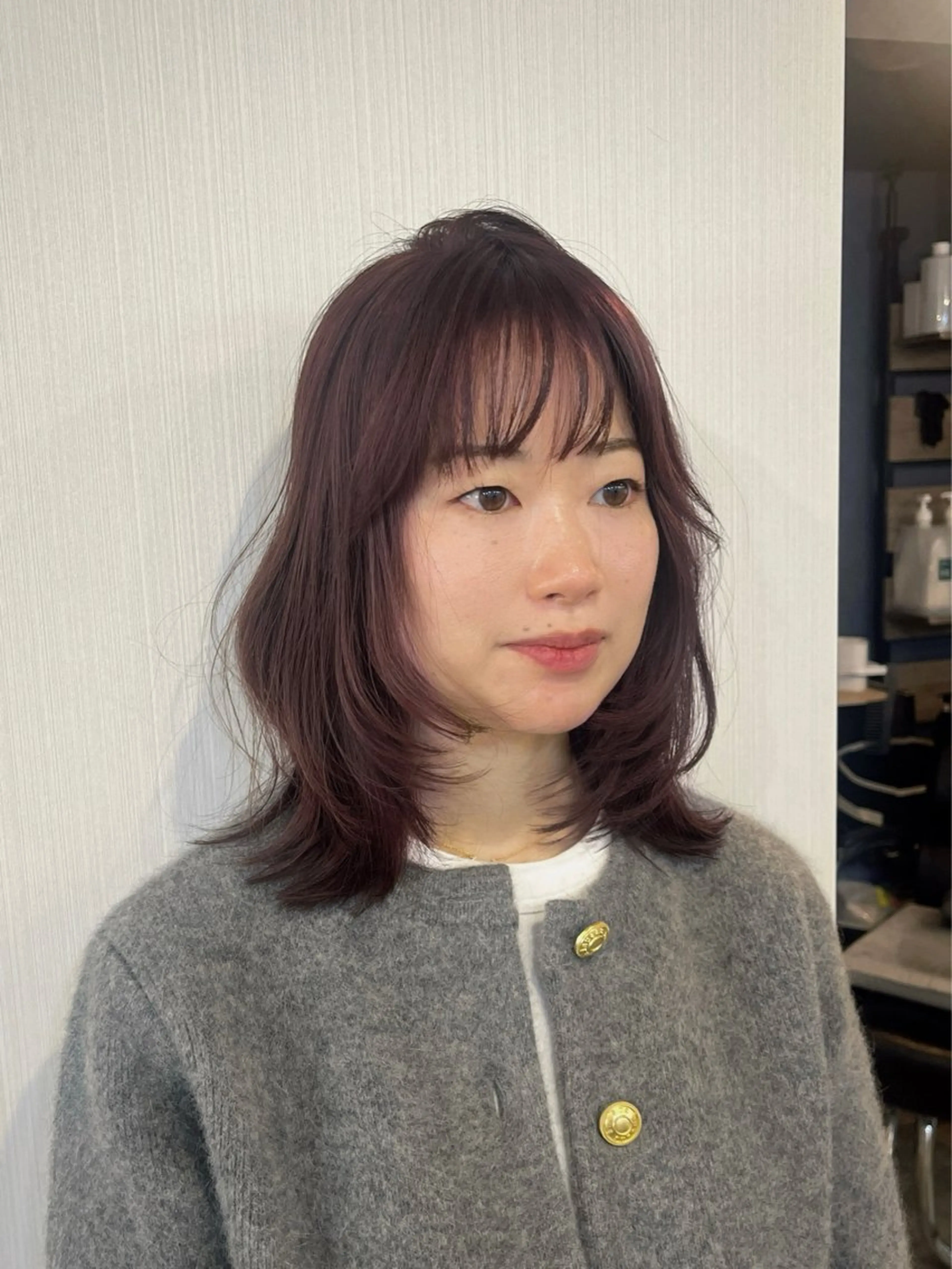 ミディアム カラー ブラウンカラー ラベンダーカラー ラベンダーブラウン 下石怜子/レイヤー/ 透明感カラーのヘアスタイル