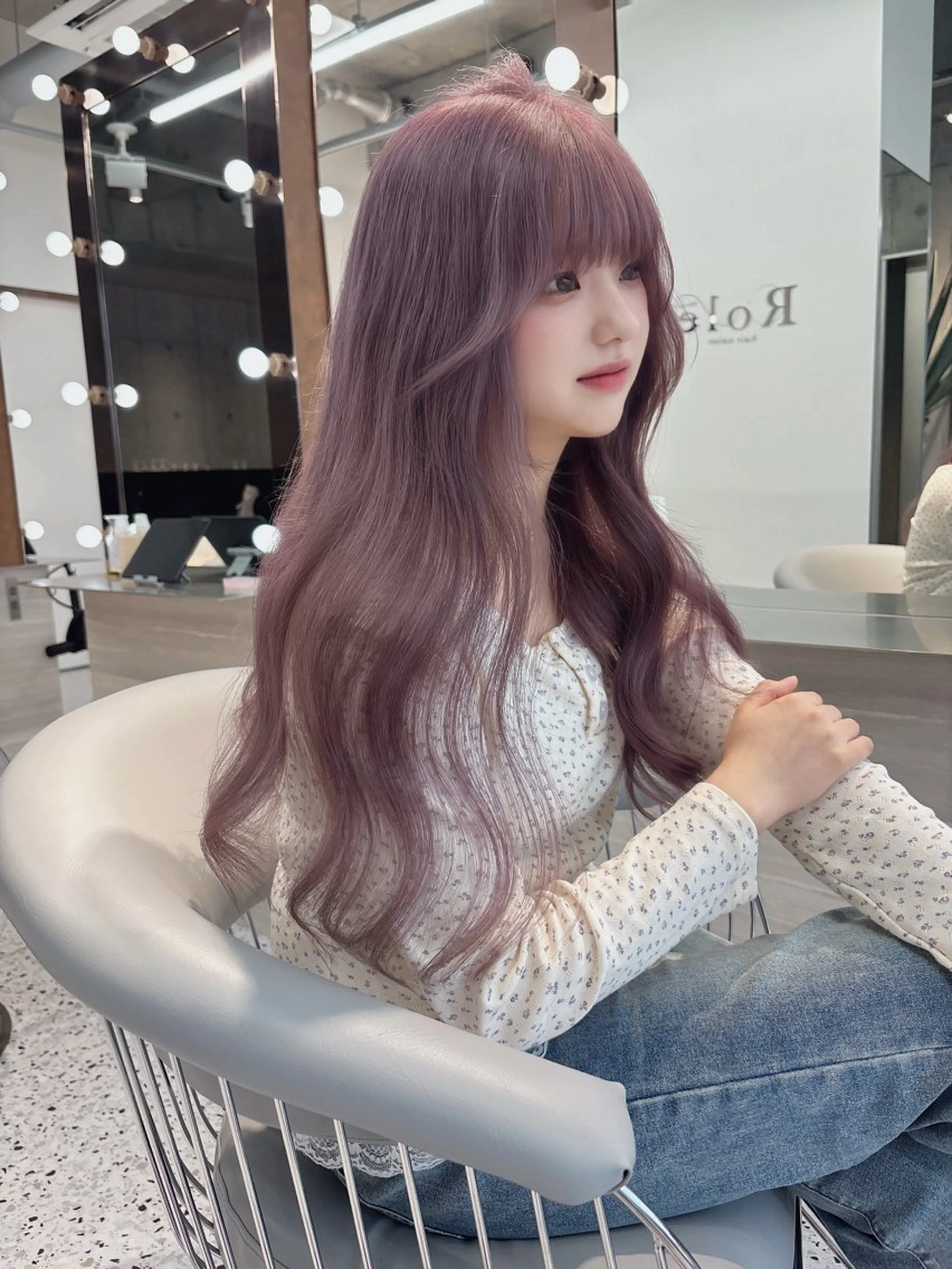 ミディアム カラー ブリーチ ボブ 韓国風ヘア レイヤーカット トリートメント ヘアカラー rina／ベージュ ワンホン/韓国ヘアのヘアスタイル