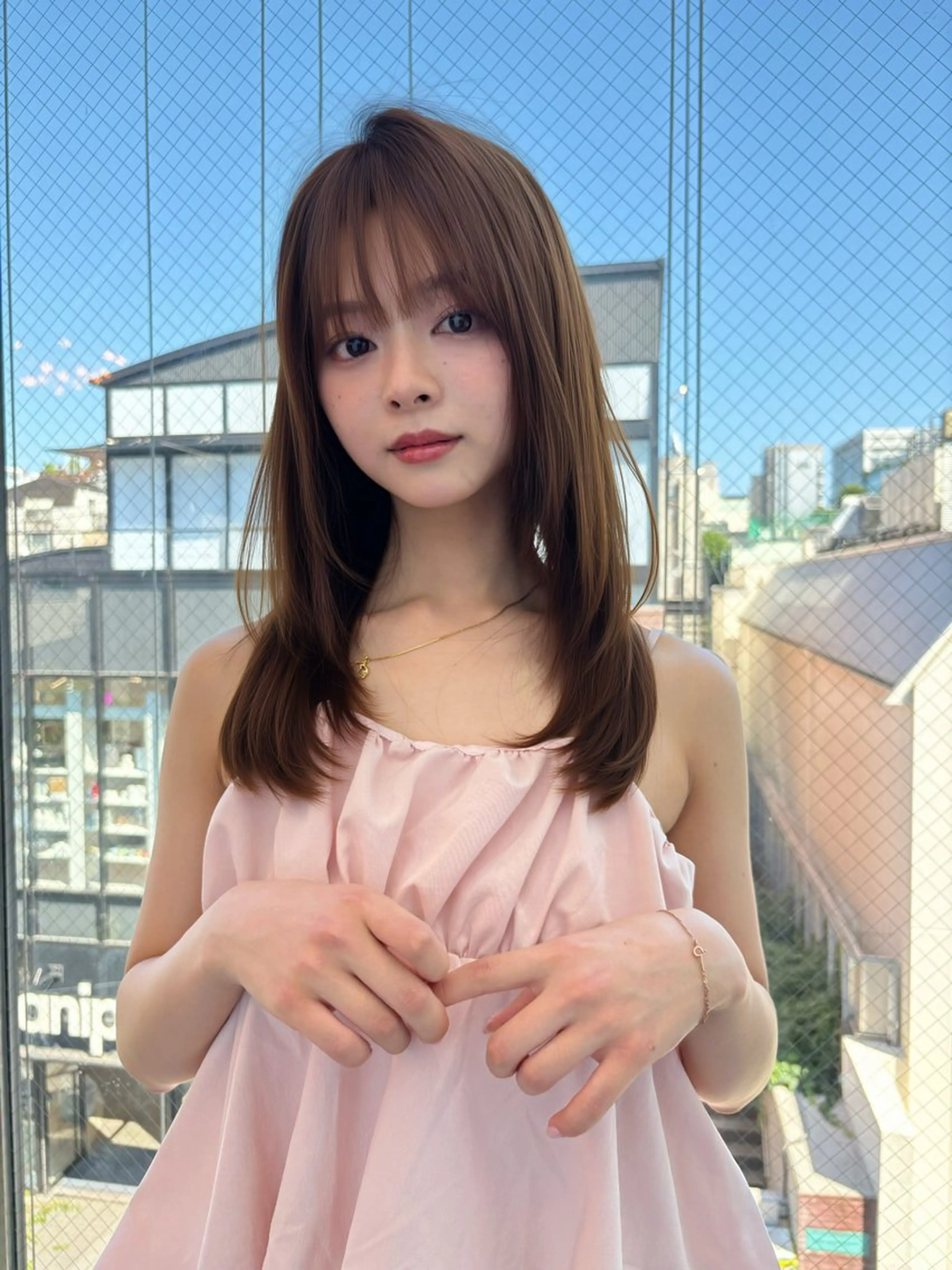 ミディアム カラー ベージュカラー ブリーチ 透明感カラー ブリーチなしカラー 髪質改善 【博多髪質改善】 吉村 清志のヘアスタイル