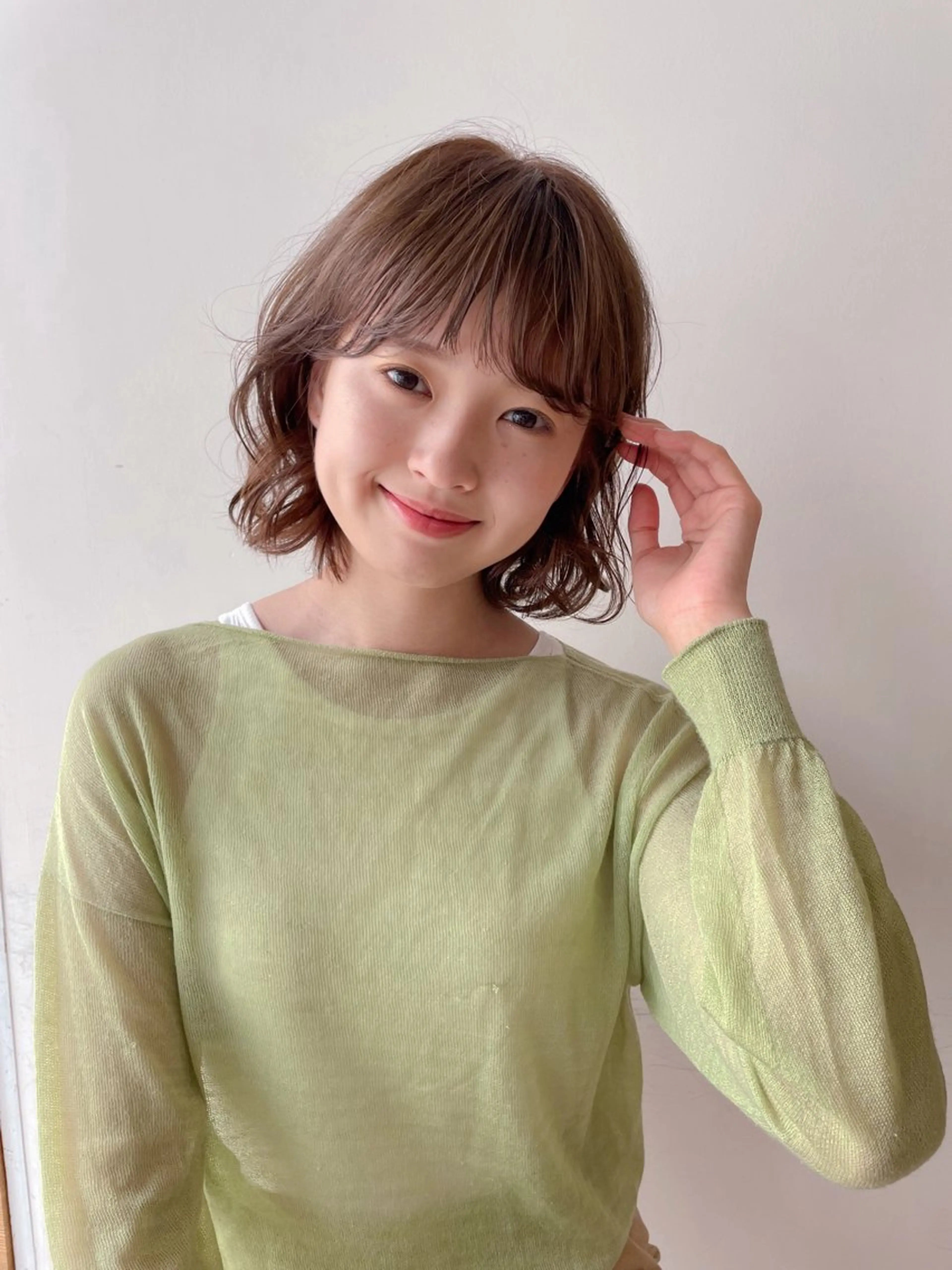 ロング パーマ ボブ/ミディアム 親しみやすさ/さくらのヘアスタイル