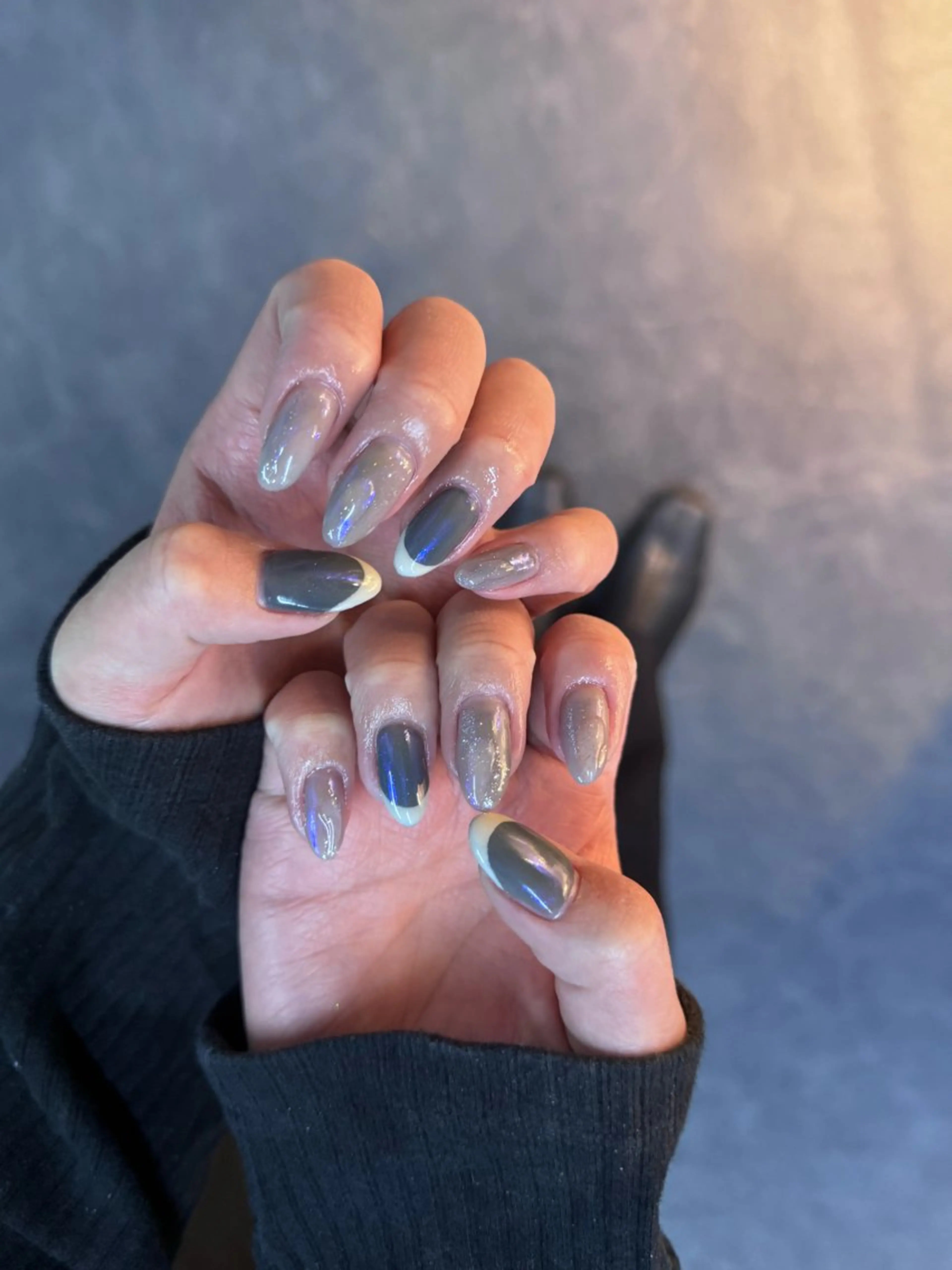 ネイル フレンチネイル マグネットネイル メンズネイル ニュアンスネイル ワンカラーネイル ハンドネイル GRANDE大須 Cecil💜のネイルデザイン