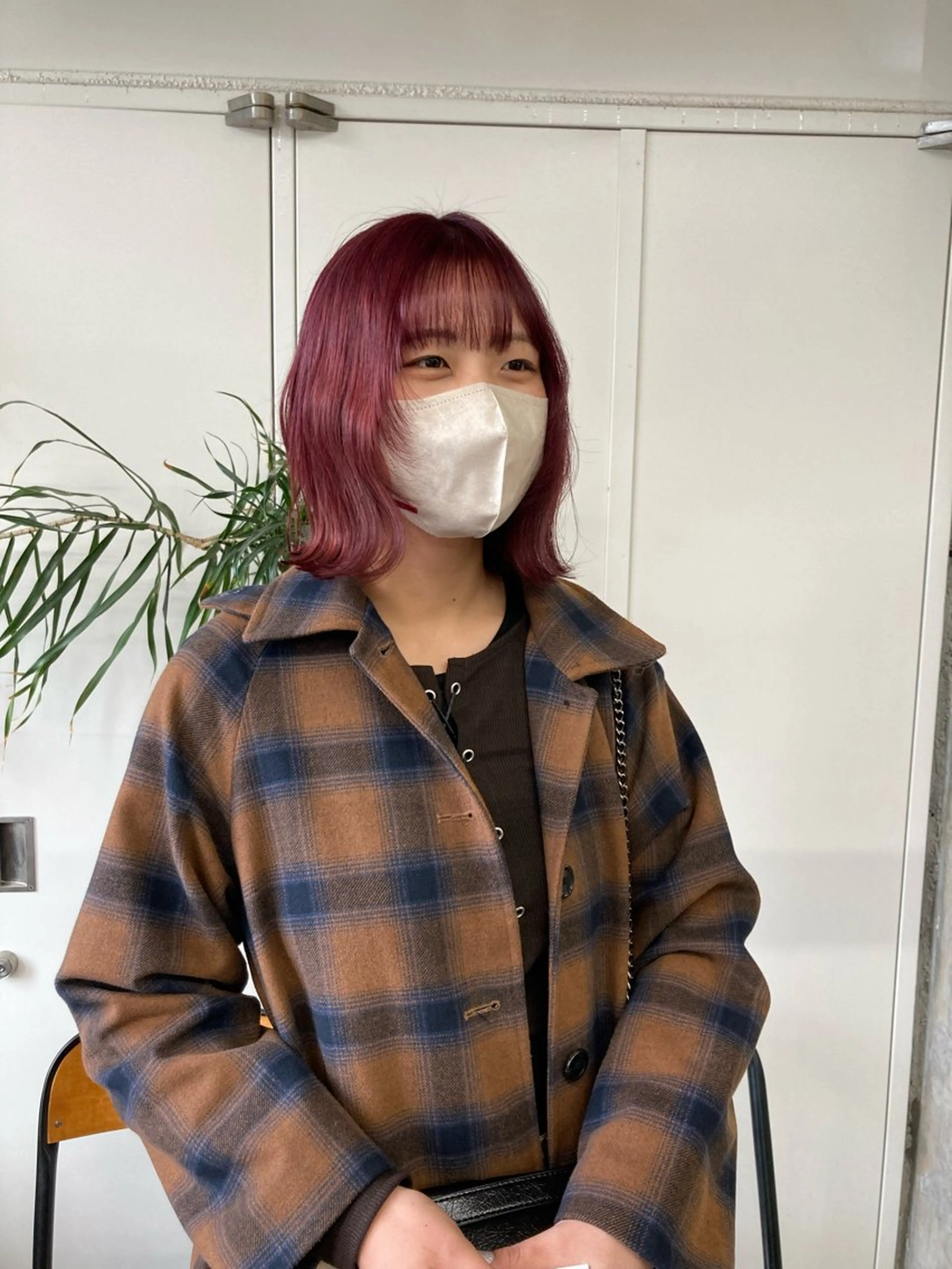 ミディアム カラー ブリーチ カシス ピンクカラー カット ヘアカラー トリートメント 小木曽智美 /ボブ/ショートのヘアスタイル