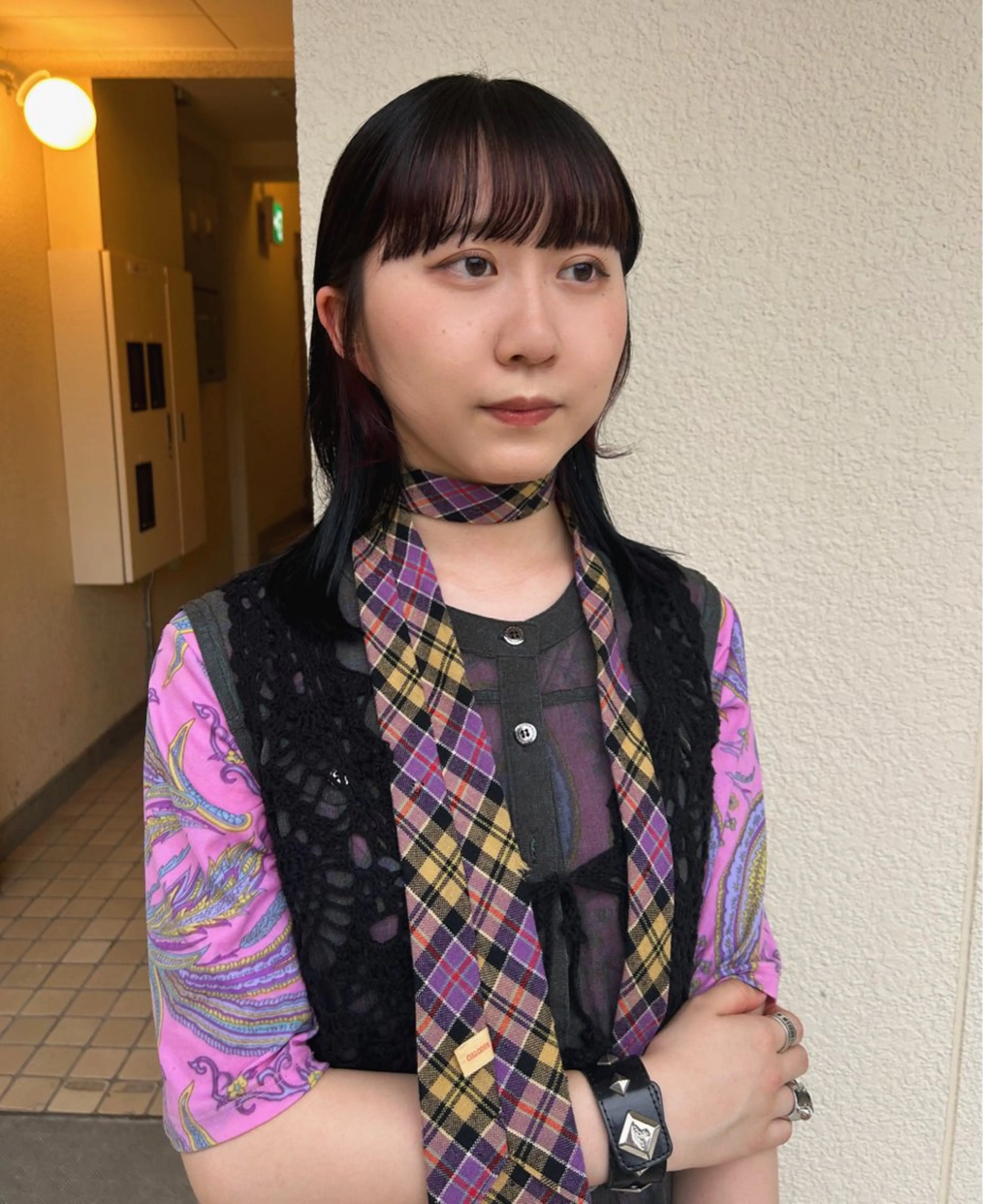 ミディアム カラー レッドカラー kana shimizuのヘアスタイル