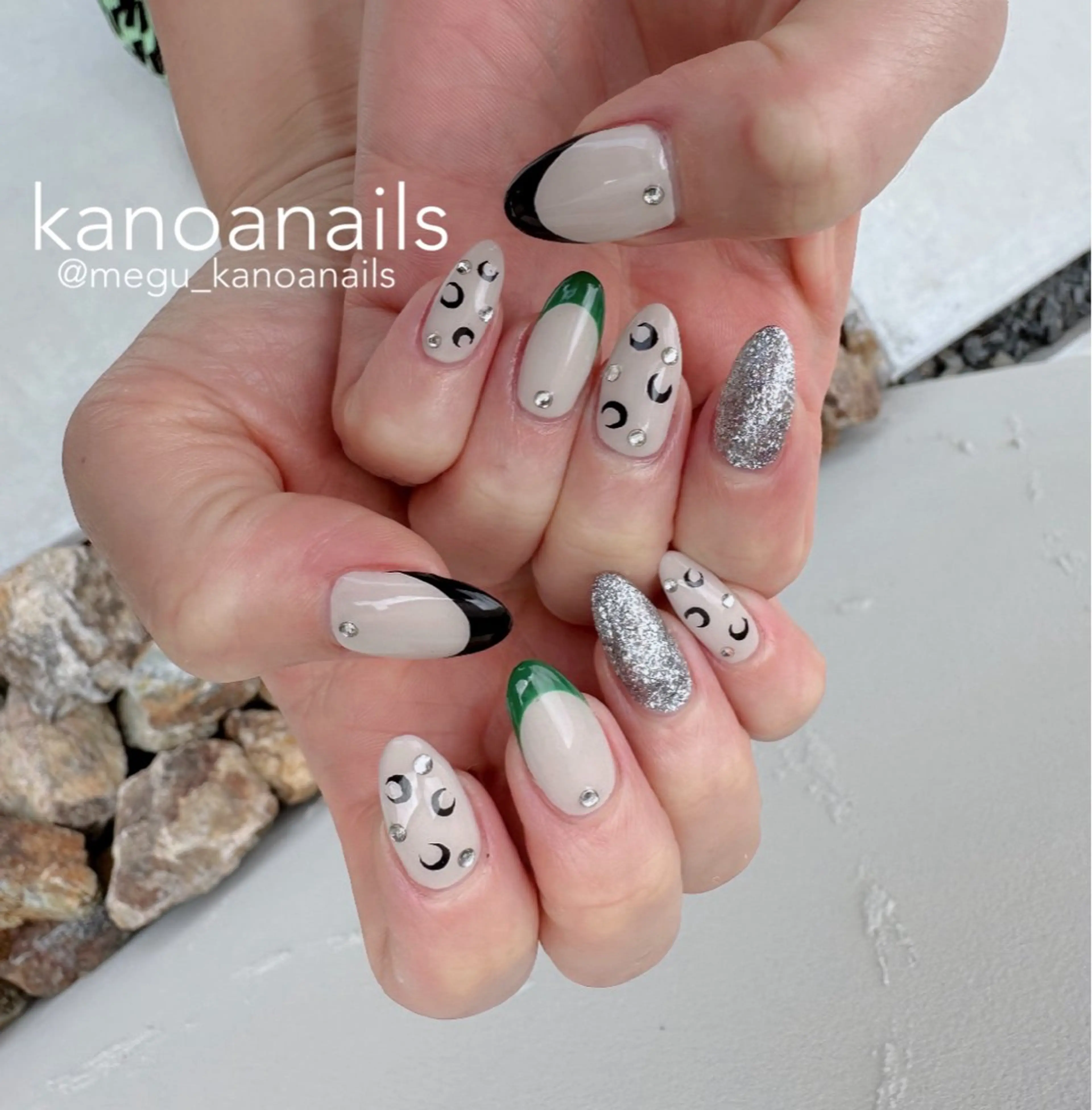 ネイル フレンチネイル グリーン megu_ kanoanailのネイルデザイン