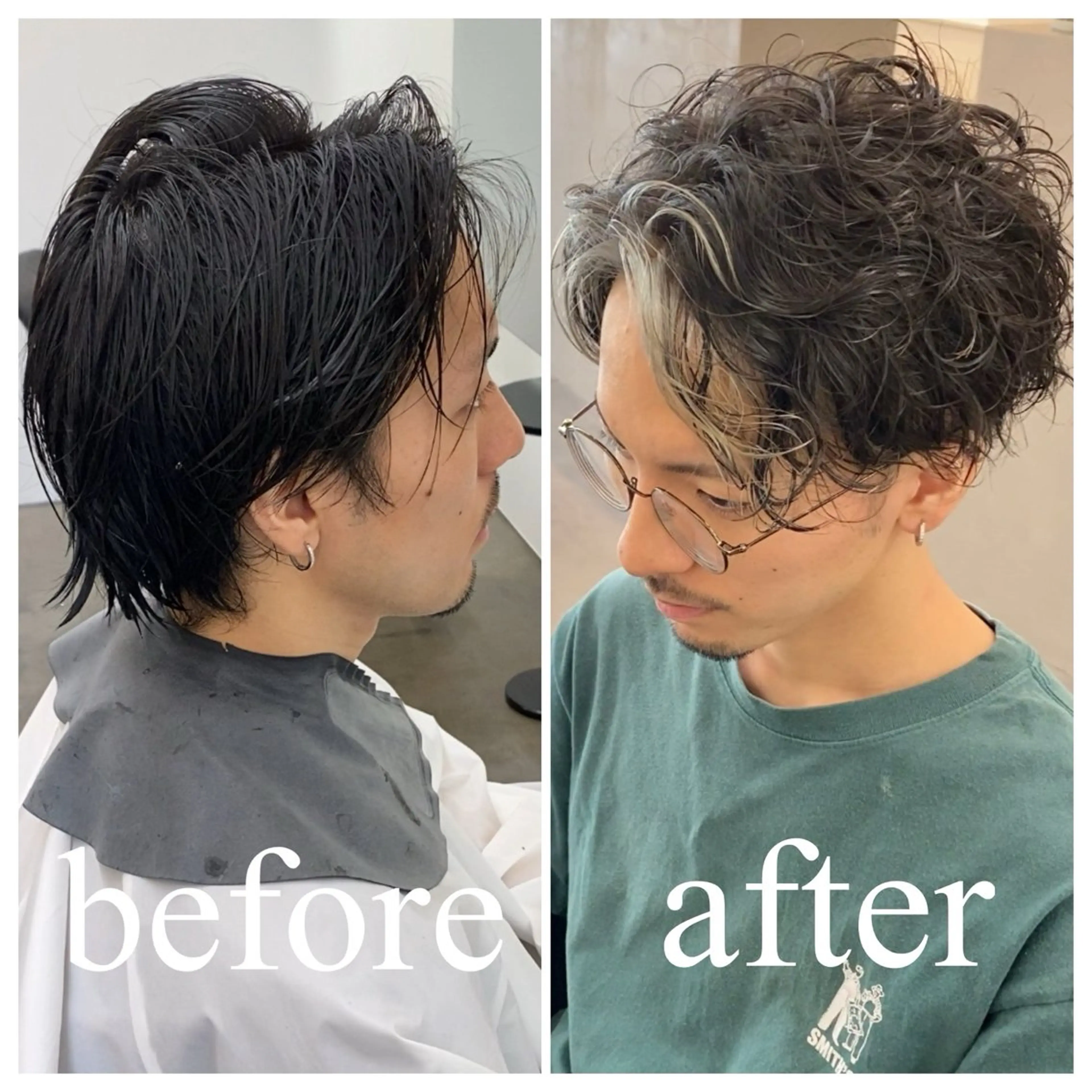ショート カラー パーマ ミストバング ブルーカラー 透明感カラー  フェイスフレーミング パープルカラー 古賀 雄大のヘアスタイル