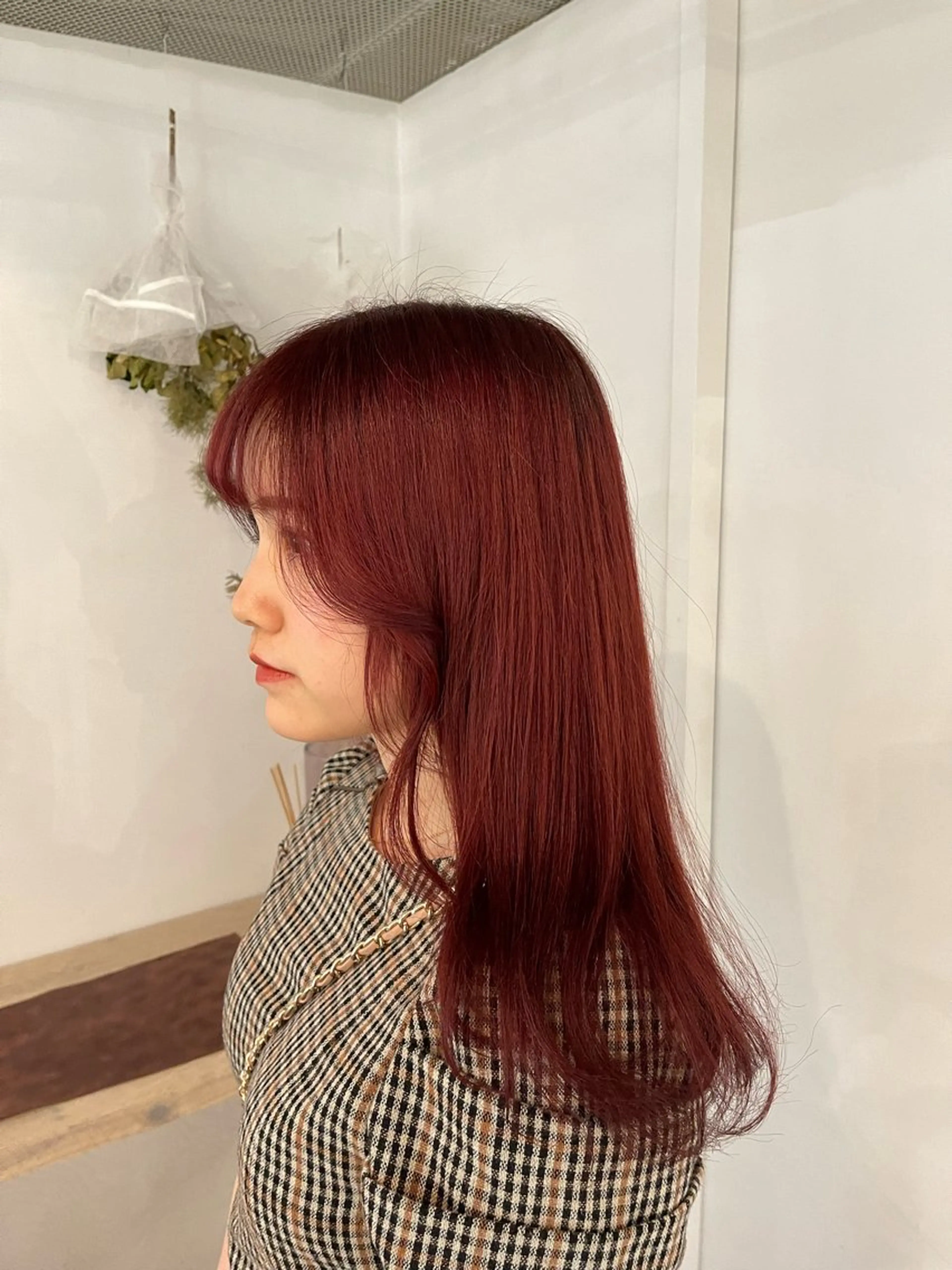 カラー ブリーチ レッドカラー ボブ/レイヤー /河内温太のヘアスタイル