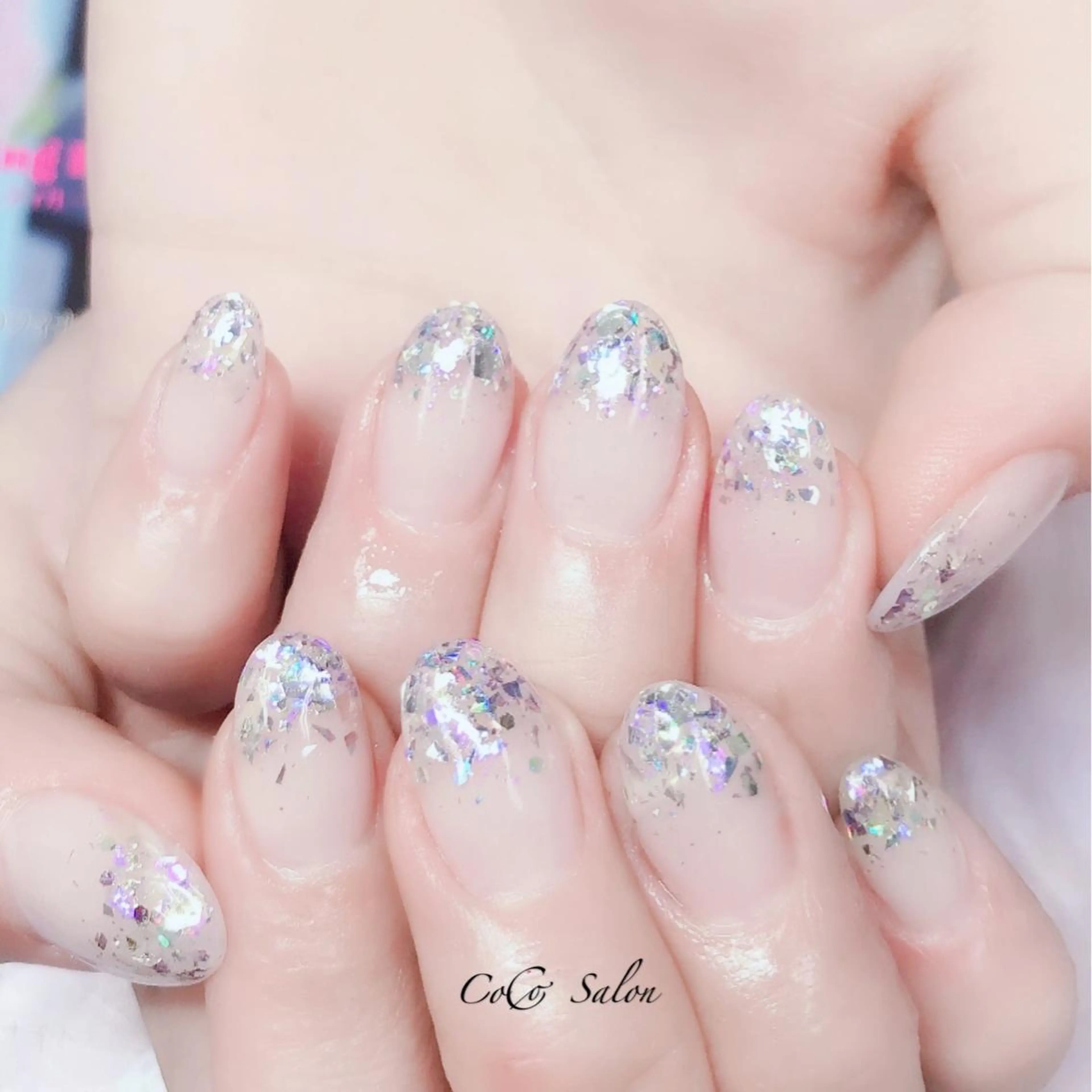 ネイル グラデーション ホログラムネイル キラキラネイル ラメ(グリッター) CoCoSalon ネイル/まつ毛予約のネイルデザイン