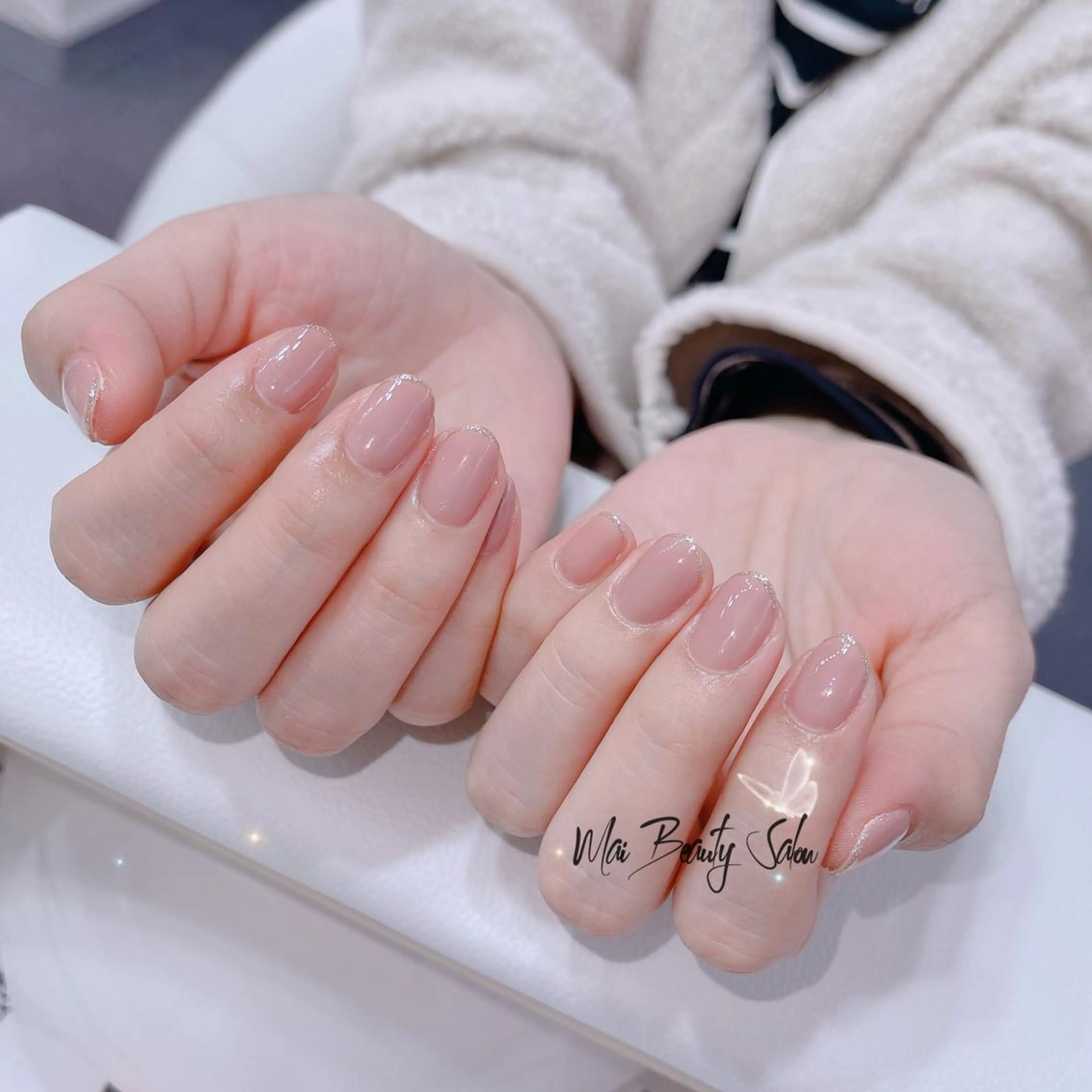 ネイル オーロラネイル チークネイル 長さ出し フラッシュネイル フットネイル MaiBeauty HaNaのネイルデザイン