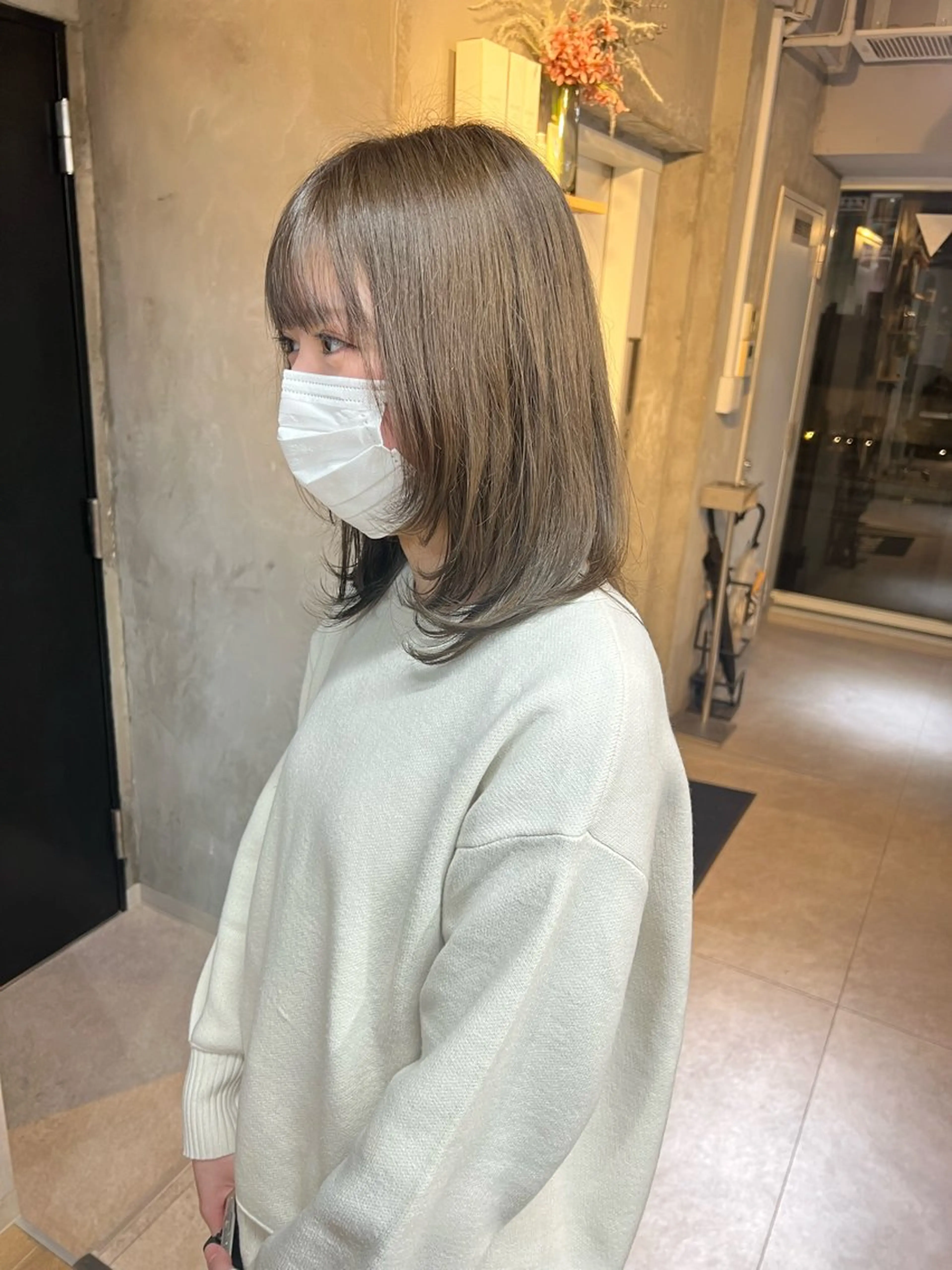 ミディアム カラー ヘアカラー トリートメント AIRI/難波/ ハイトーン/髪質改善のヘアスタイル