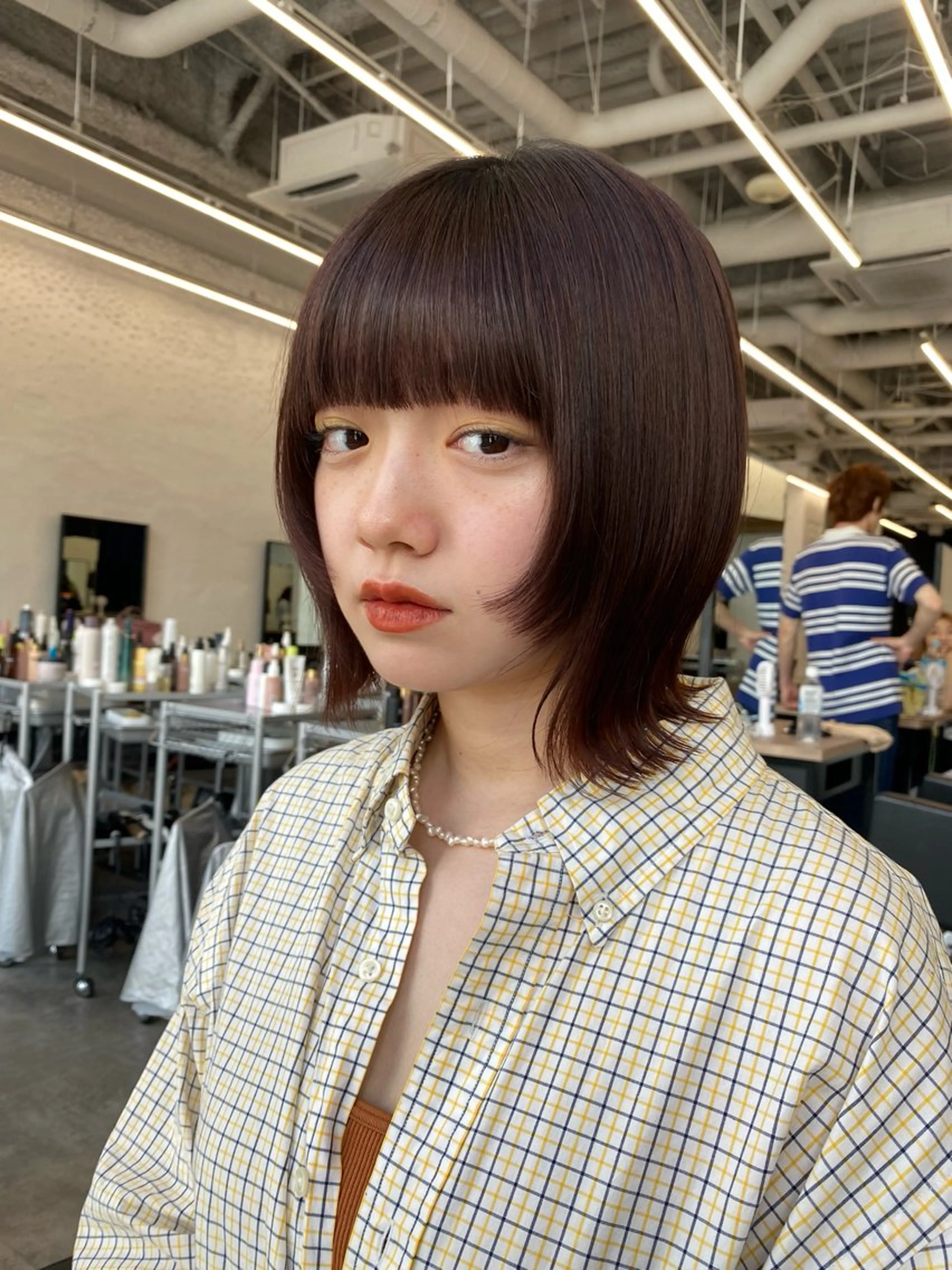 ミディアム カラー カット ヘアカラー トリートメント レイヤー/ボブ/透明 感カラー/佐藤奈由のヘアスタイル