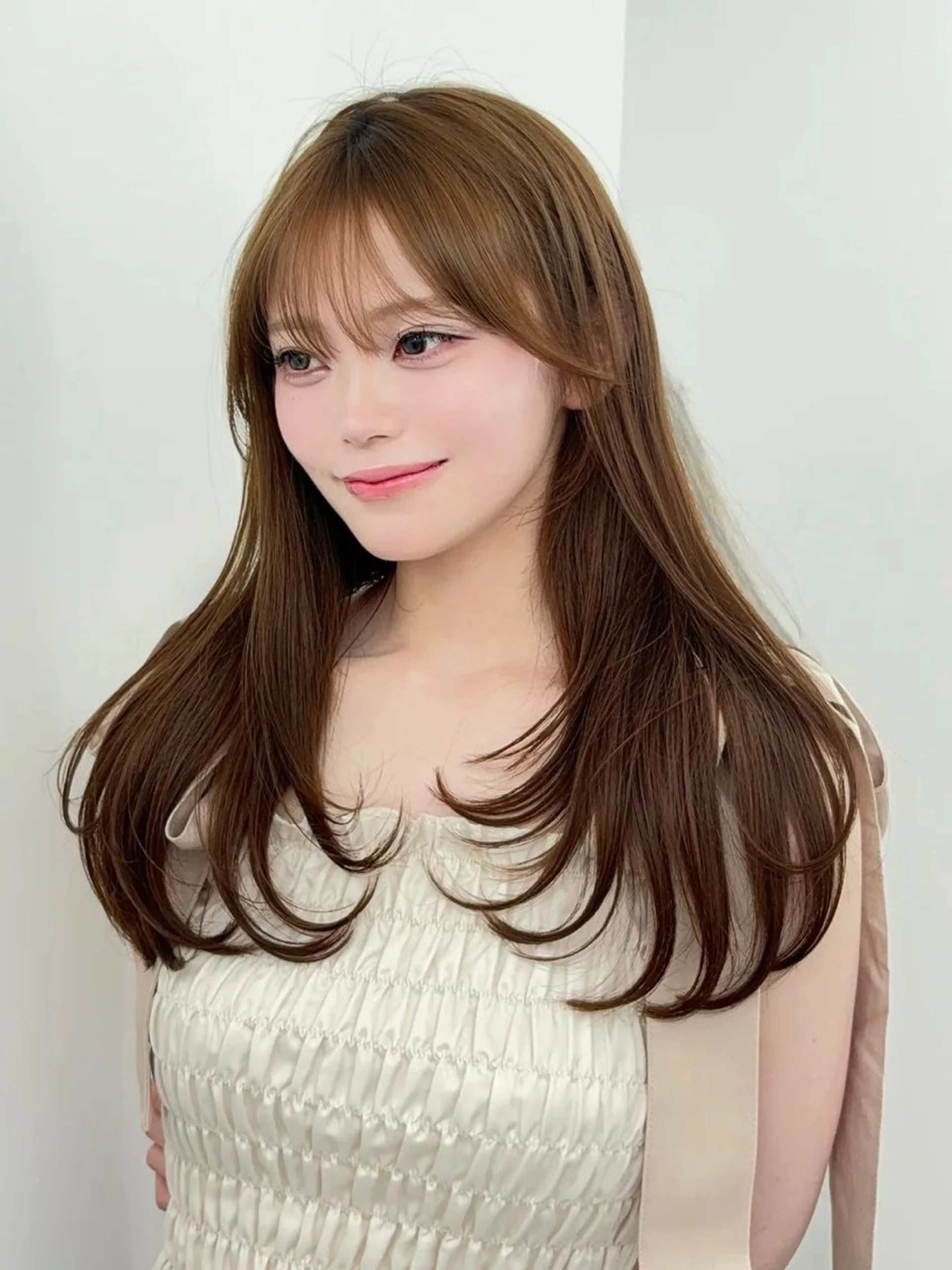 ロング カラー 小顔カット カット ヘアカラー トリートメント 韓国ヘア/レイヤー/ 顔まわり足立遥奈のヘアスタイル