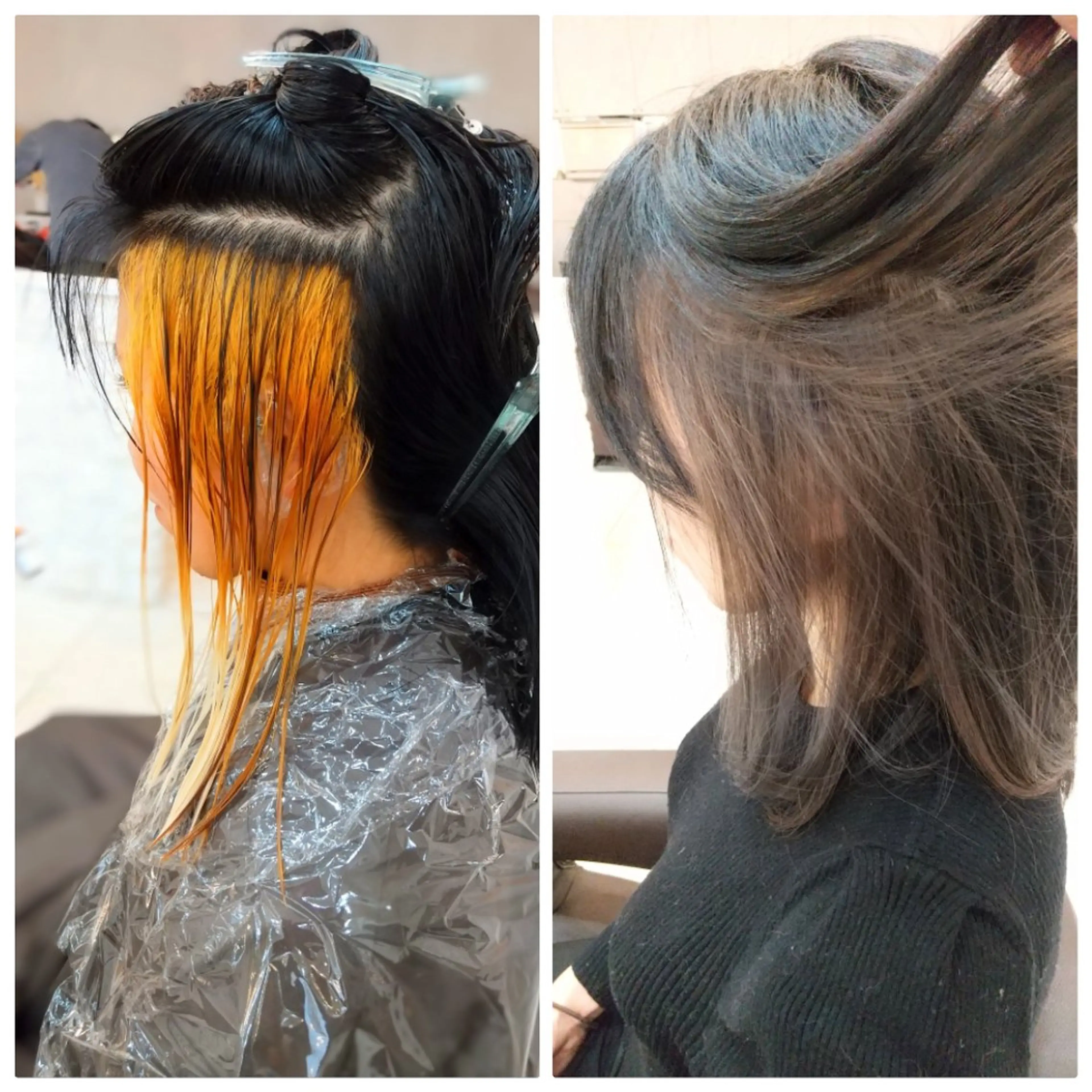 ミディアム カラー ブリーチ イヤリングカラー シルバー ヘアカラー トリートメント 小林暢🌟Orque 髪質改善サロン🌙のヘアスタイル